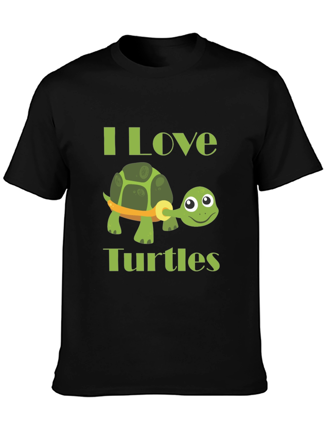 Black I Love Turtles Graphic T-Shirt view 3