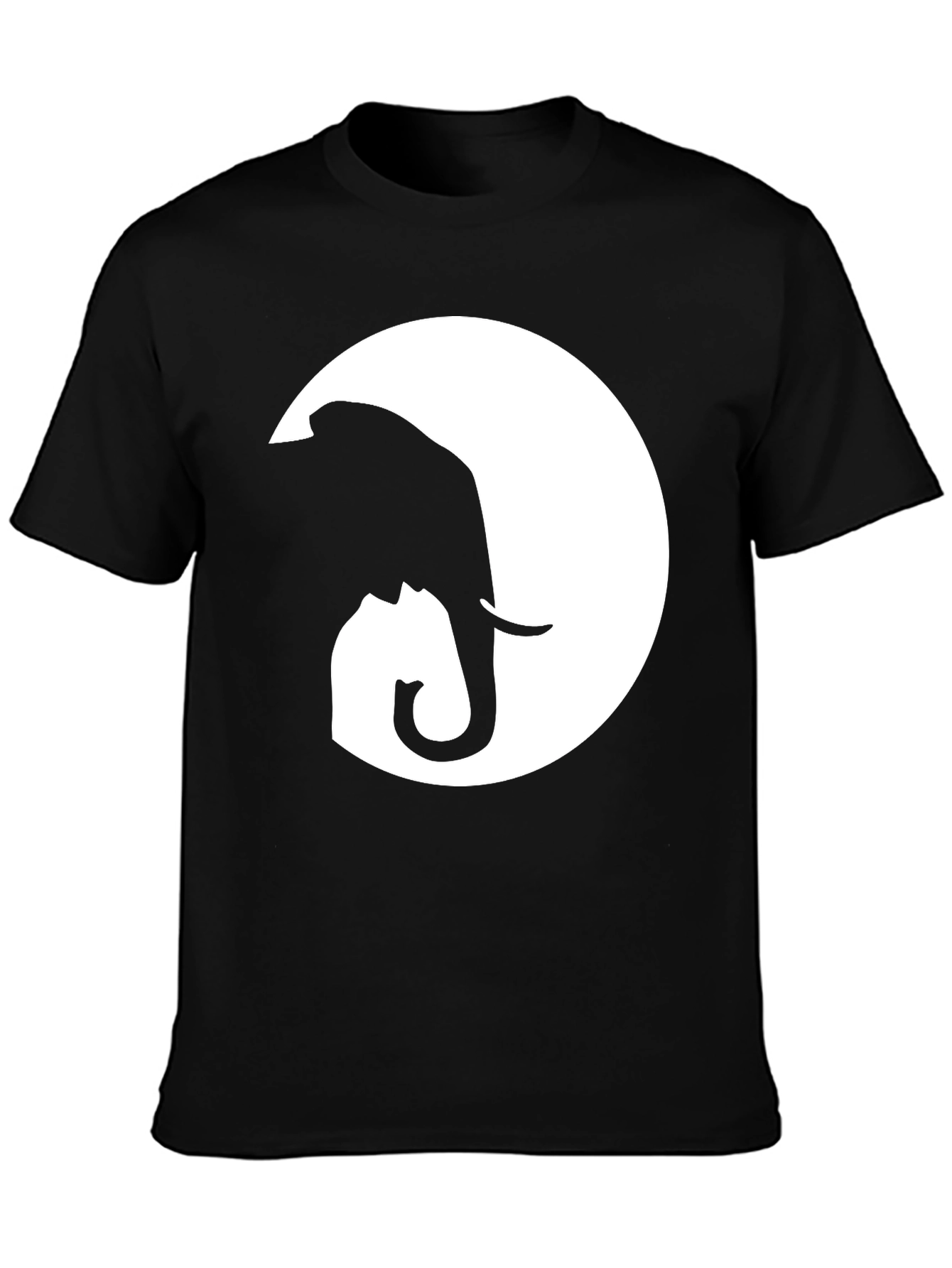 Black Elephant Silhouette Graphic Tee - Black Cotton Comfort view 3