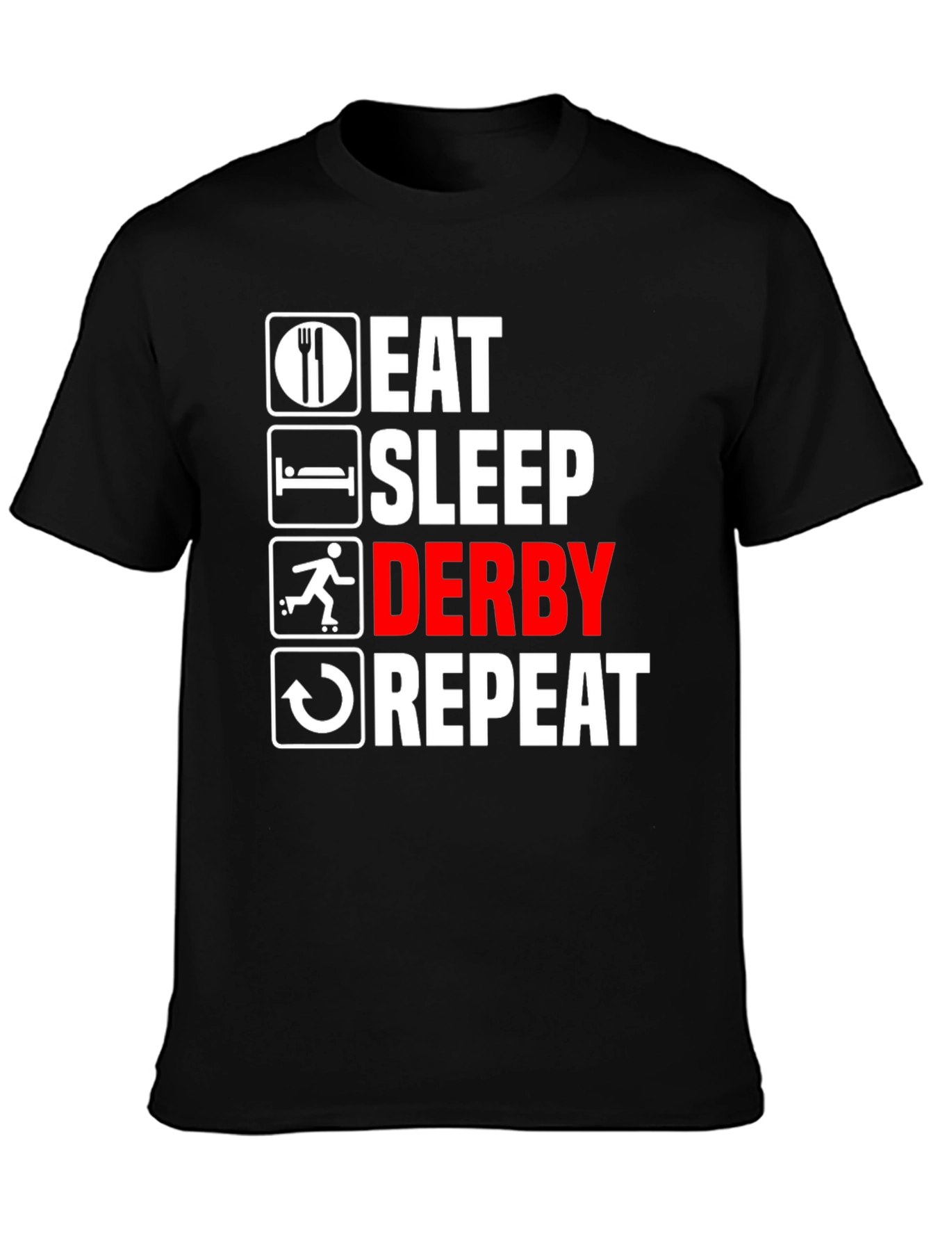 Black Eat Sleep Derby Repeat Graphic Tee view 3