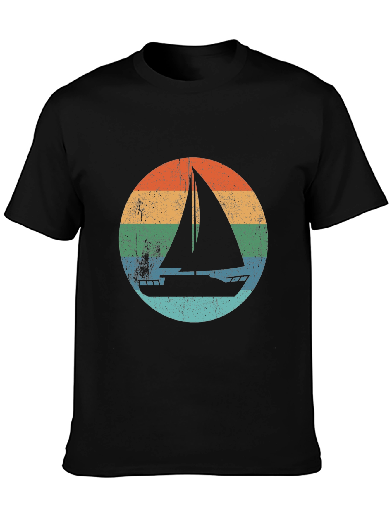 Black Vintage Sailboat T-Shirt - Retro Nautical Design view 3