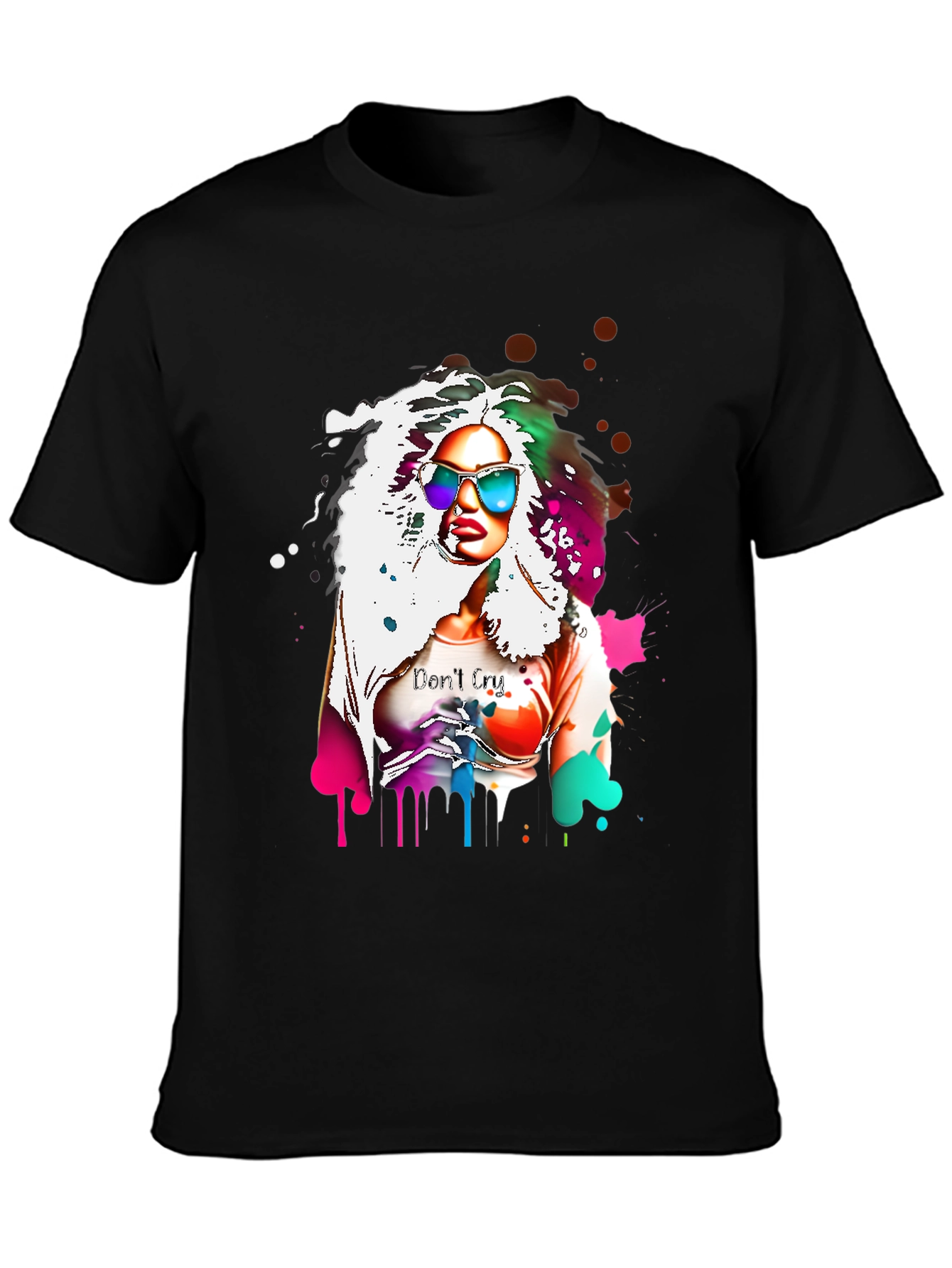 Black Colorful Woman Graphic Tee view 3