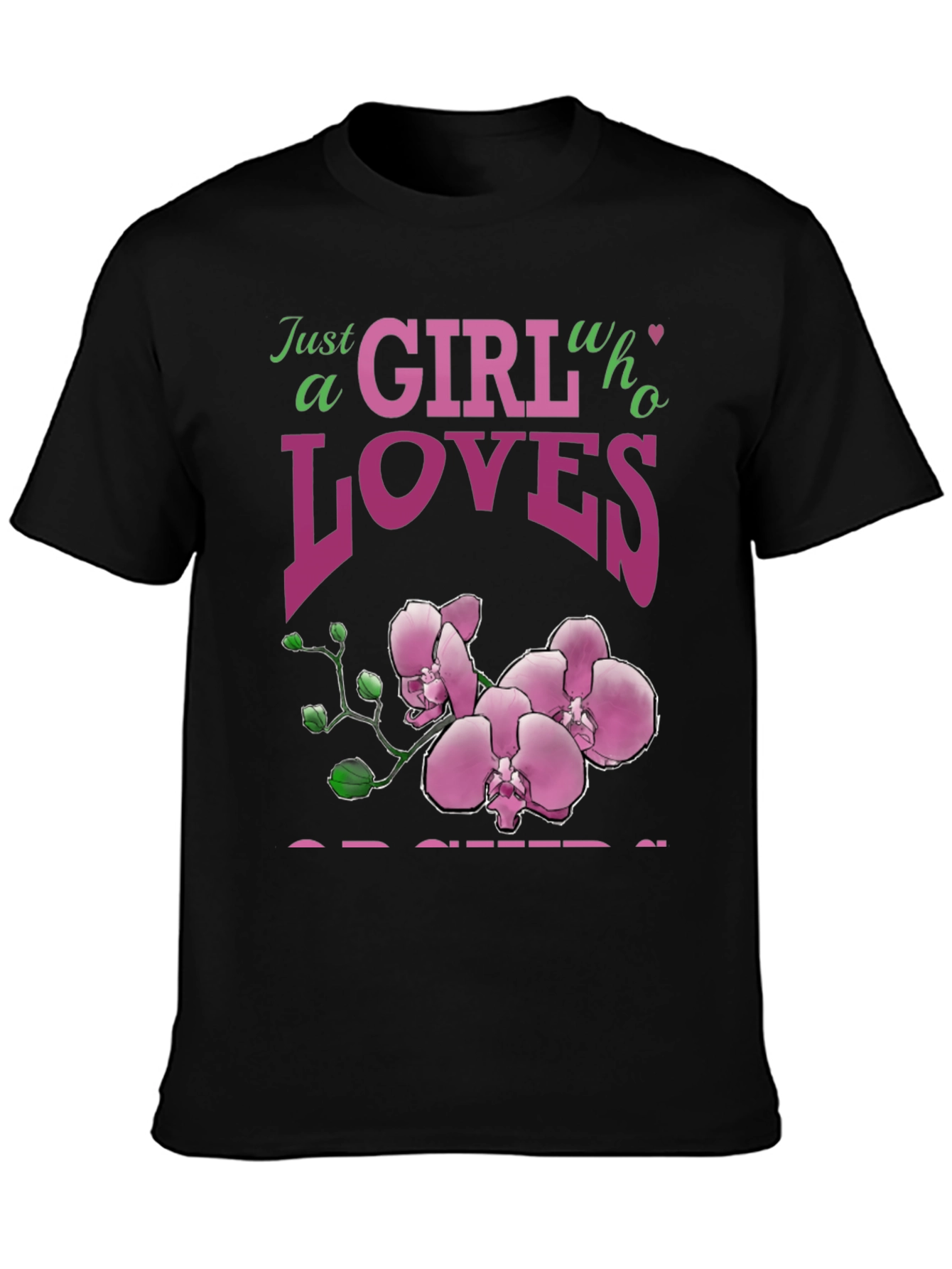 Black Orchid Lover Graphic Tee - Just a Girl Who Loves Orchids view 3