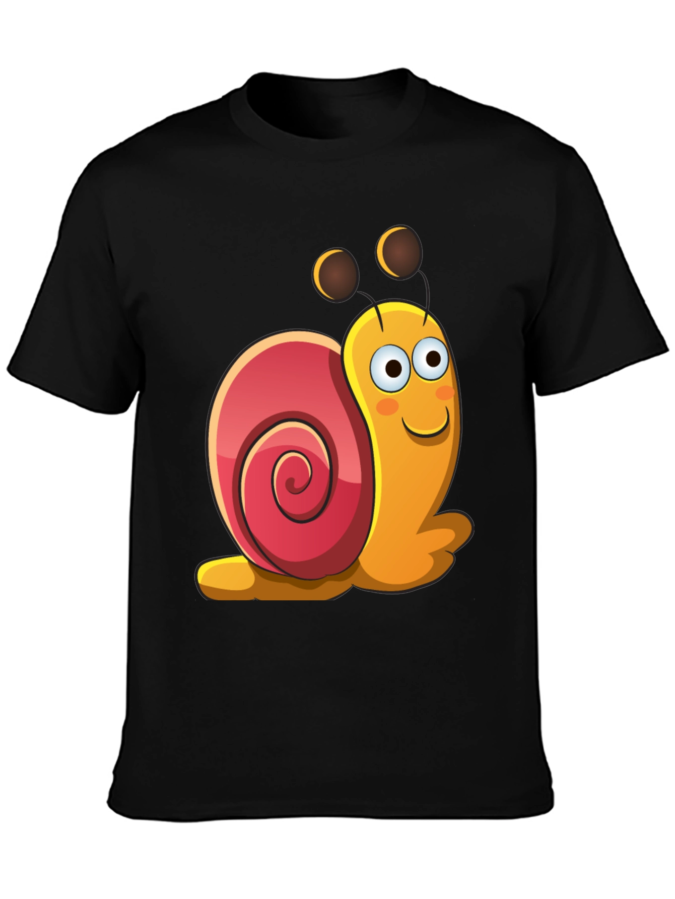 Black Cartoon Snail Graphic Black T-Shirt view 3
