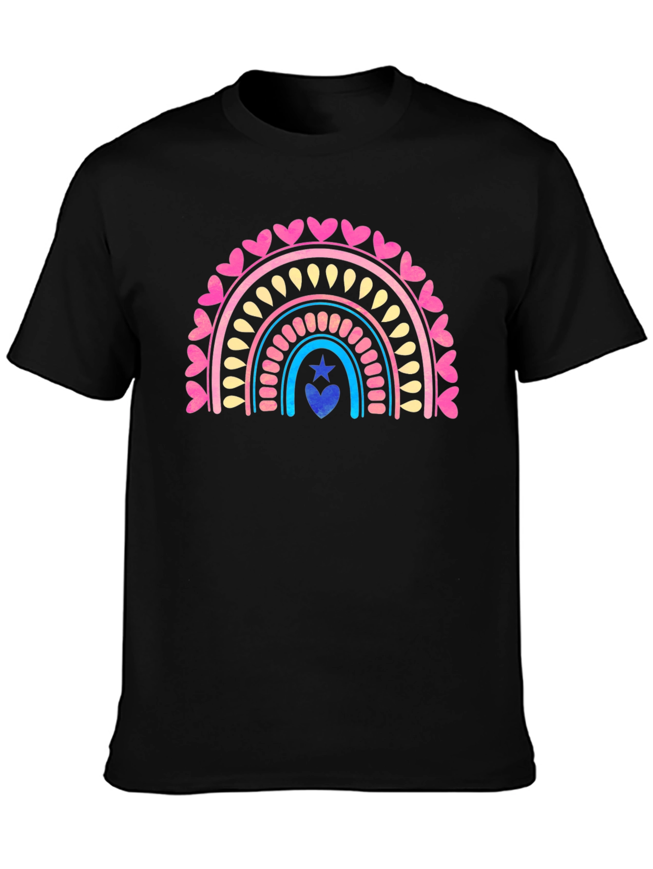 Black Heart Rainbow Graphic Tee - Stylish Casual Comfort view 3
