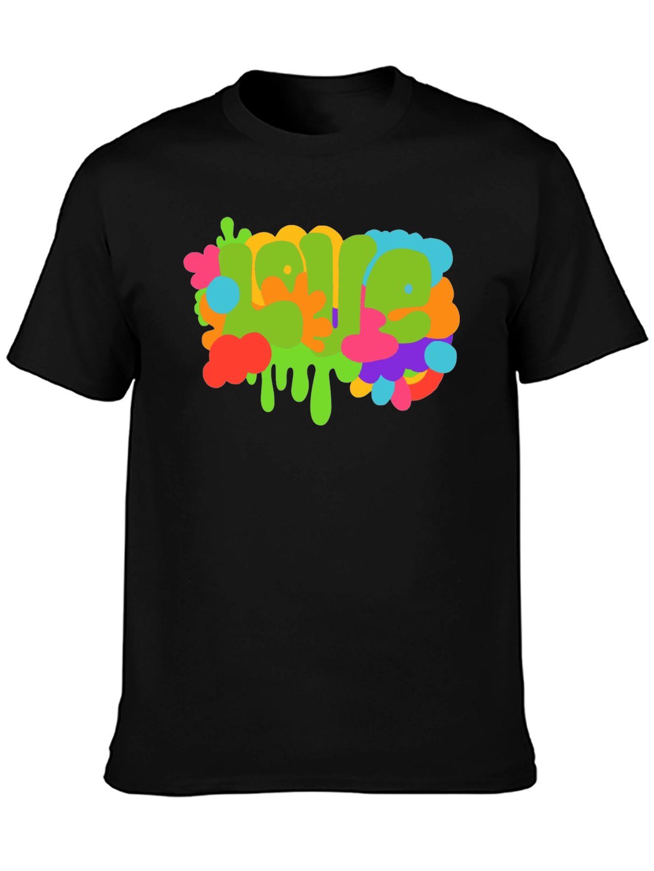 Black Colorful Graffiti Style Graphic T-Shirt view 3