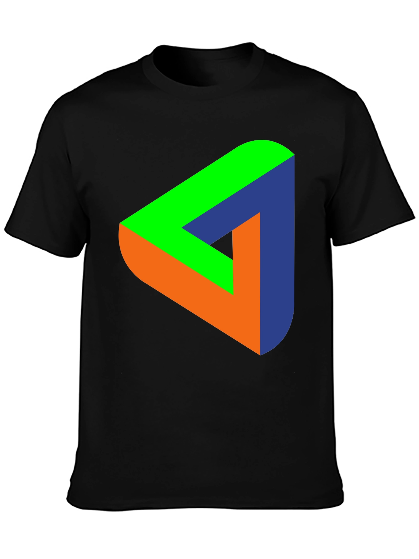 Black Optical Illusion Triangle Graphic T-Shirt view 3