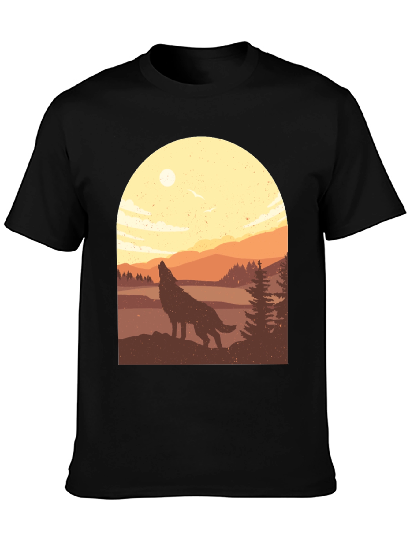 Black Wolf Silhouette Graphic Tee - Nature Inspired T-Shirt view 3