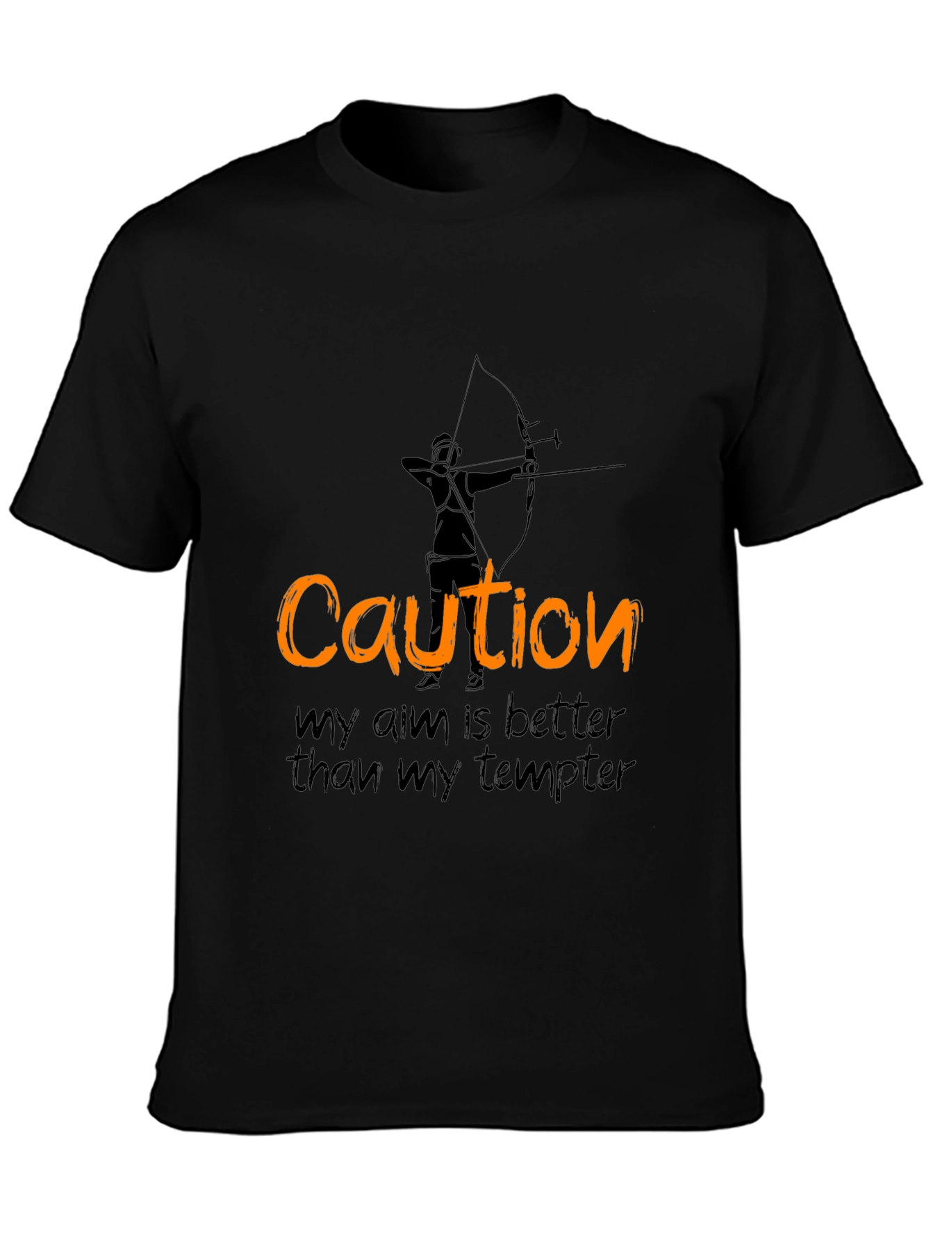Black Caution Archery T-Shirt - Aim Better Than Tempter view 3