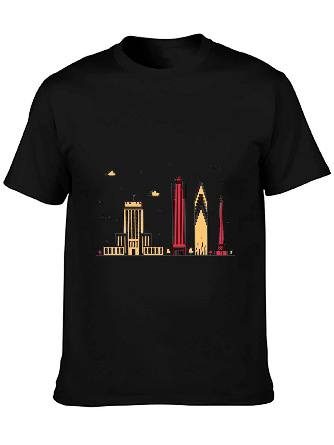 Black Urban Skyline Graphic Tee - Black Crew Neck view 3