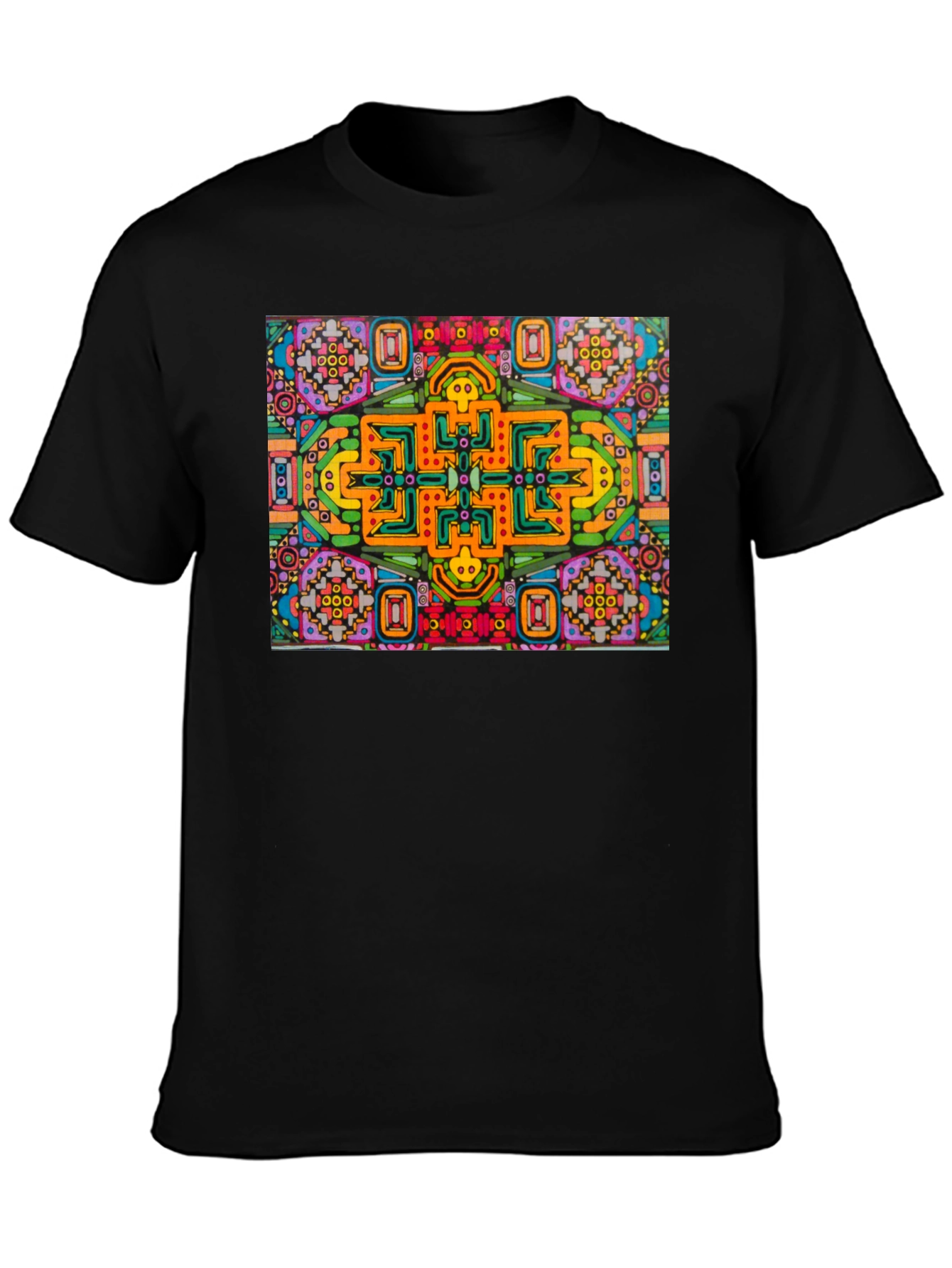 Black Abstract Graphic Tee - Bold Colorful Design view 3