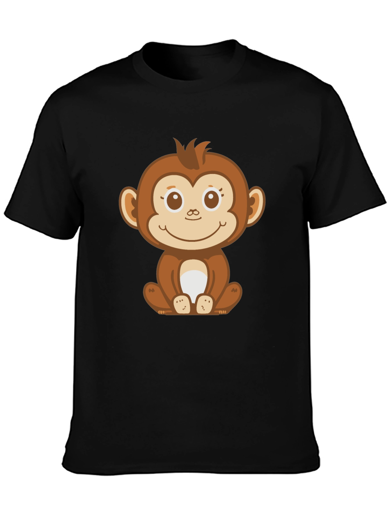 Black Cute Monkey Graphic Black T-Shirt view 3