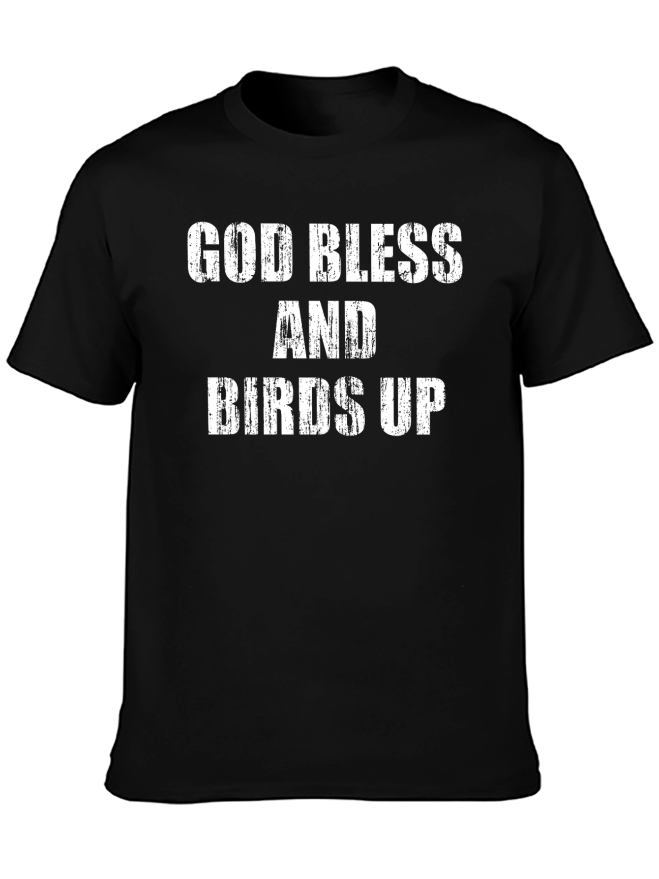 Black God Bless and Birds Up Black Graphic Tee view 3