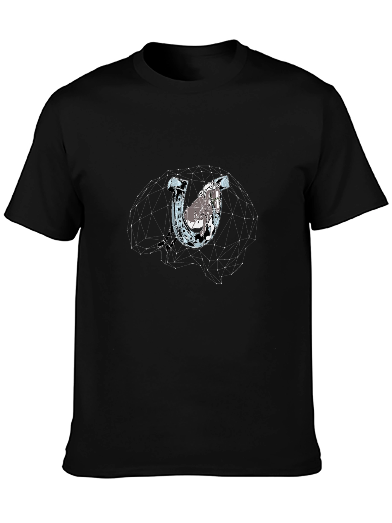 Black Lucky Horseshoe Graphic Tee - Modern Design view 3
