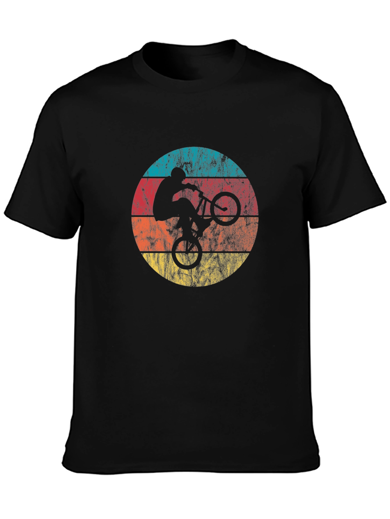 Black Retro Style Mountain Bike T-Shirt view 3