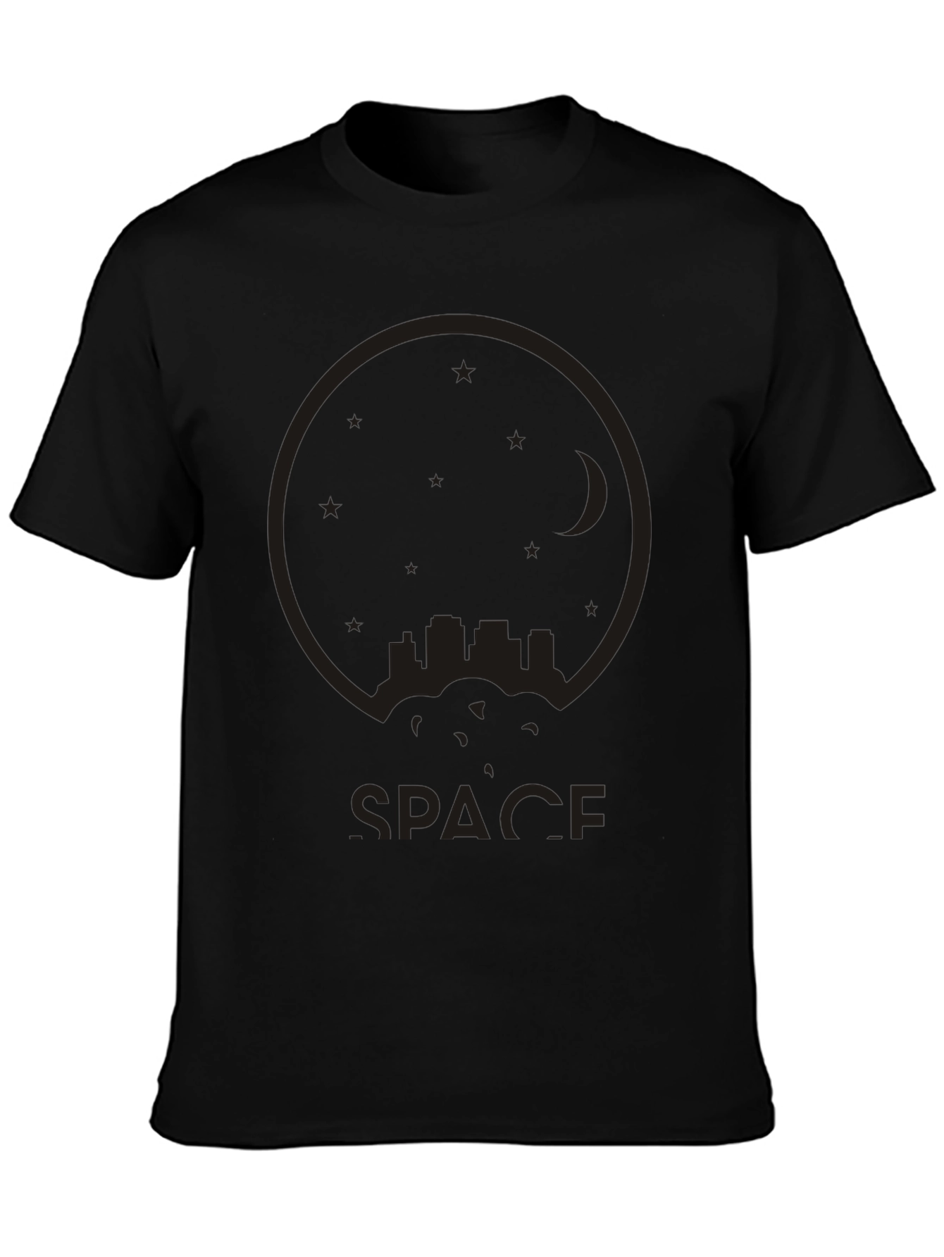 Black Space Cityscape Black T-Shirt view 3