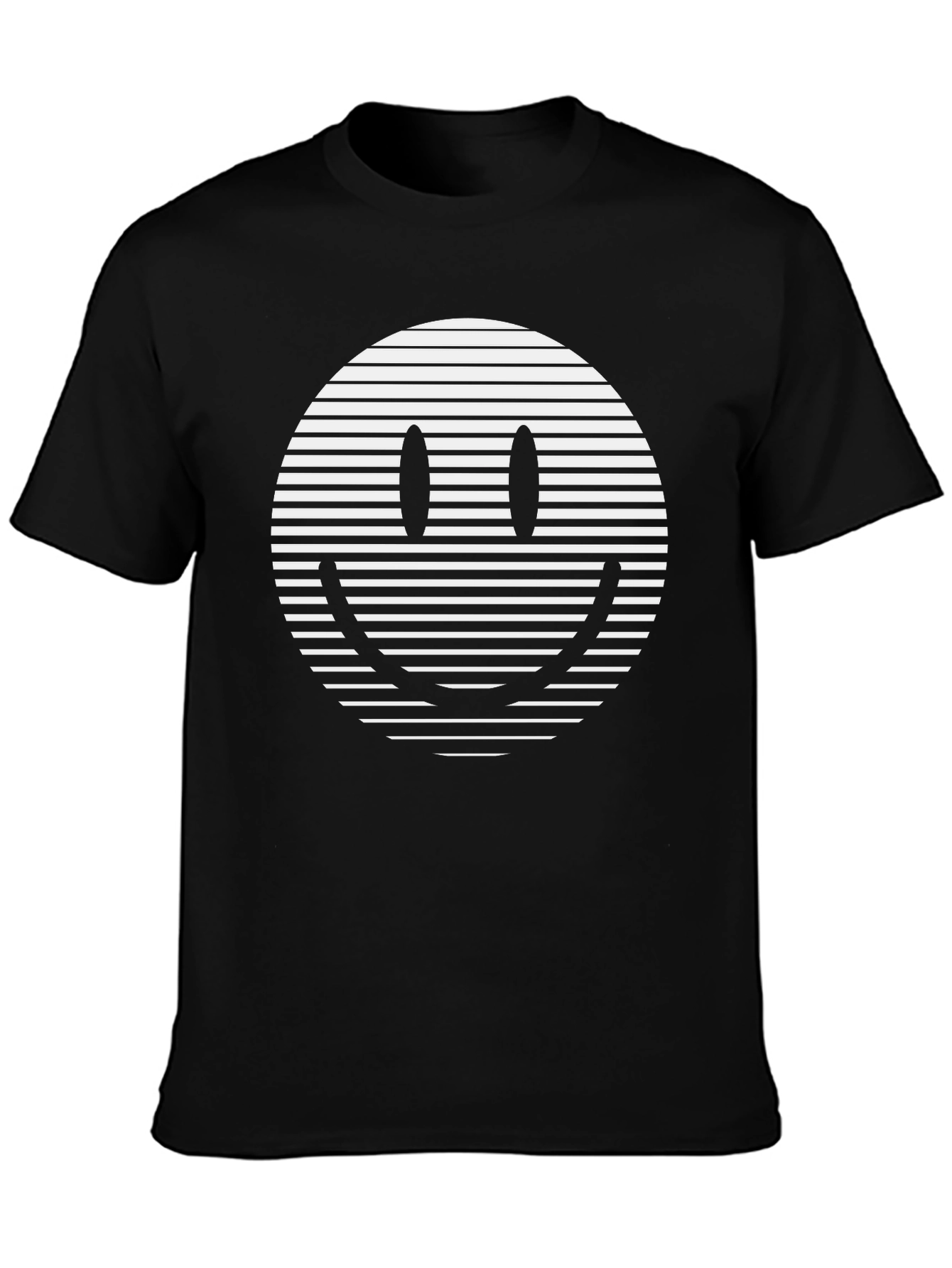 Black Smiley Face Graphic Print Black T-Shirt view 3