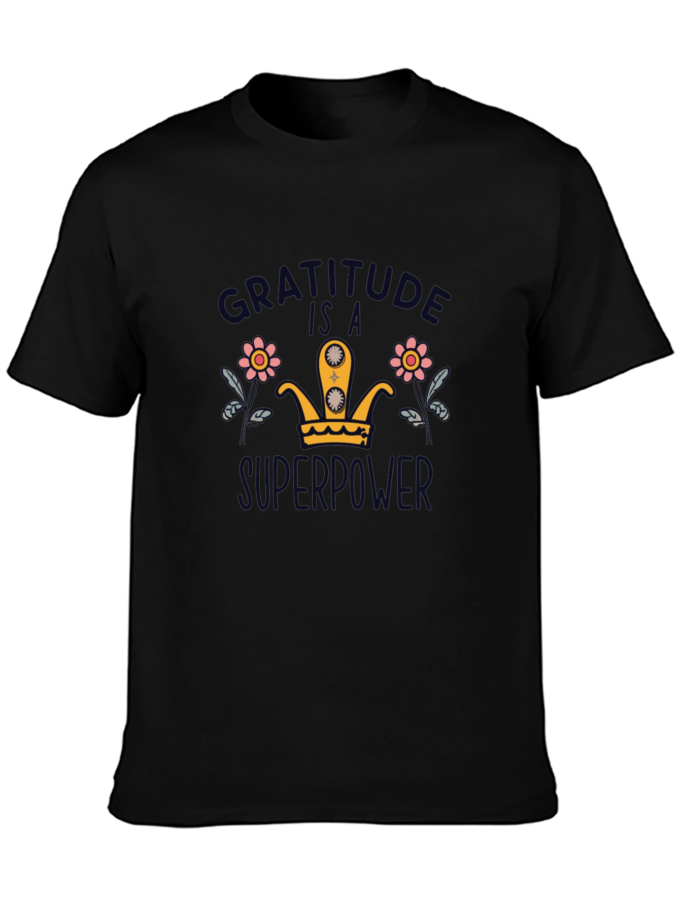 Black Gratitude is a Superpower Black T-Shirt view 3