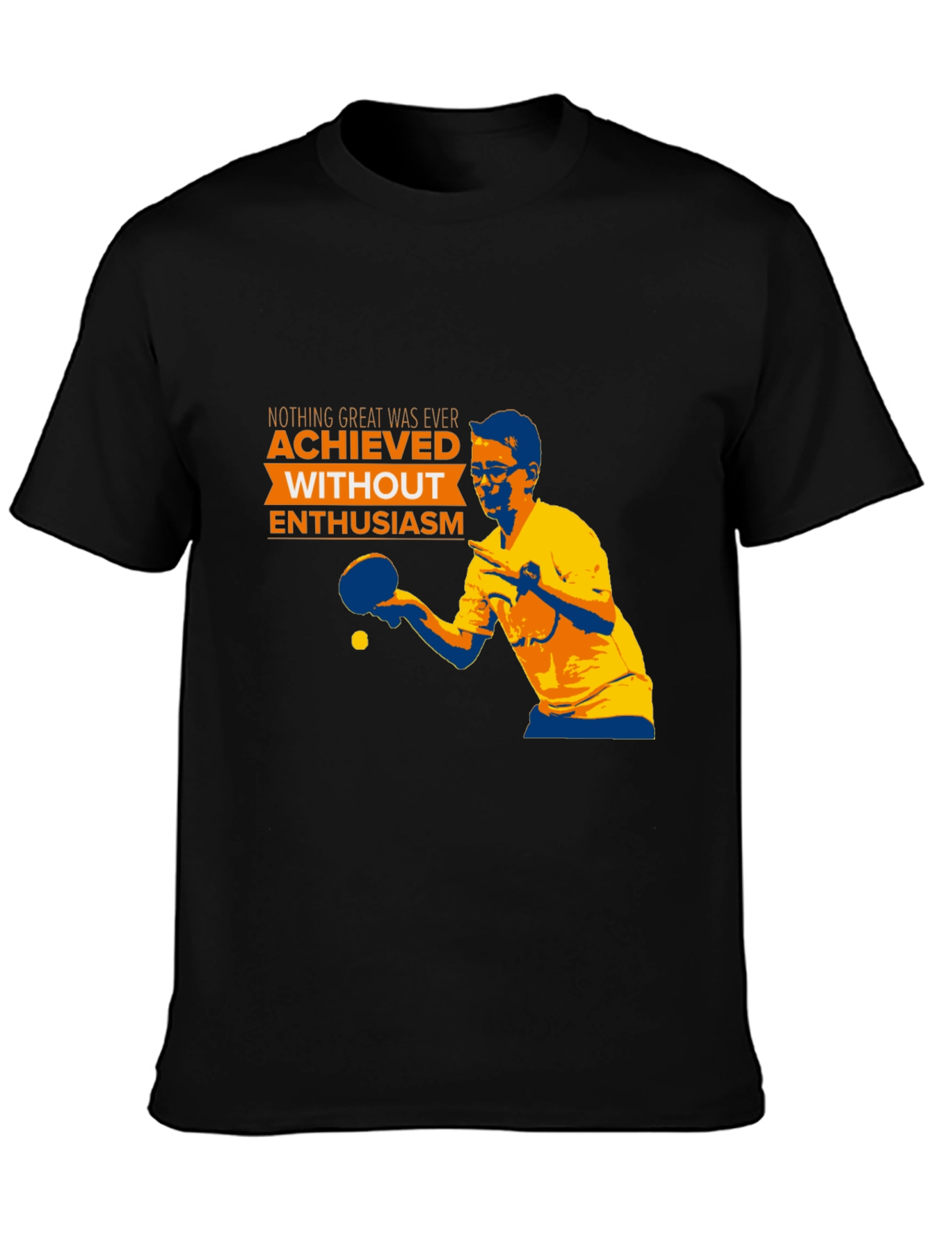 Black Enthusiastic Table Tennis Player T-Shirt view 3
