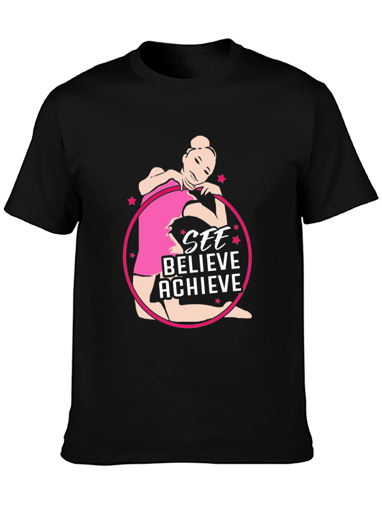 Black See Believe Achieve Gymnast Tee view 3