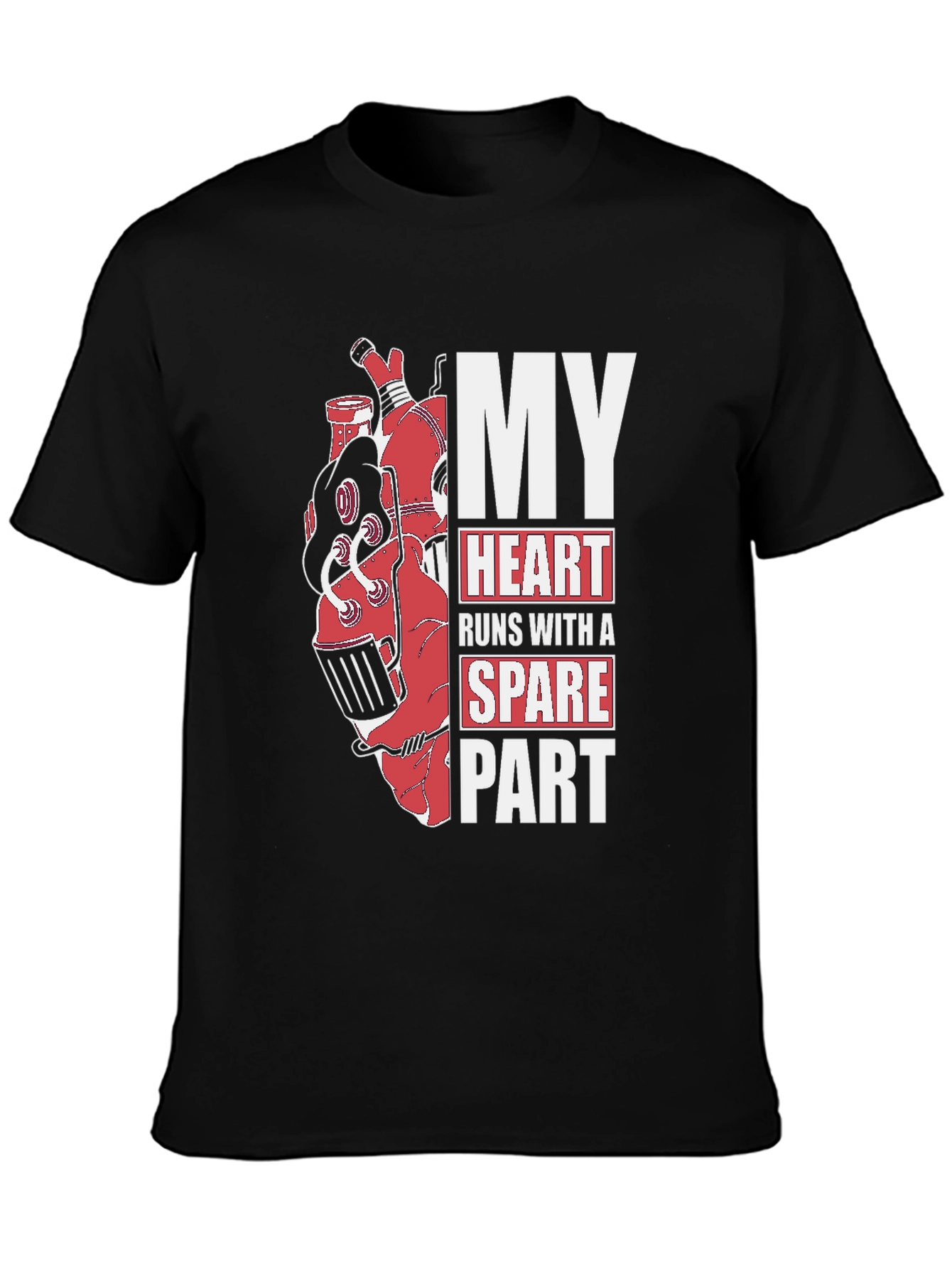 Black My Heart Runs With A Spare Part Graphic T-Shirt view 3