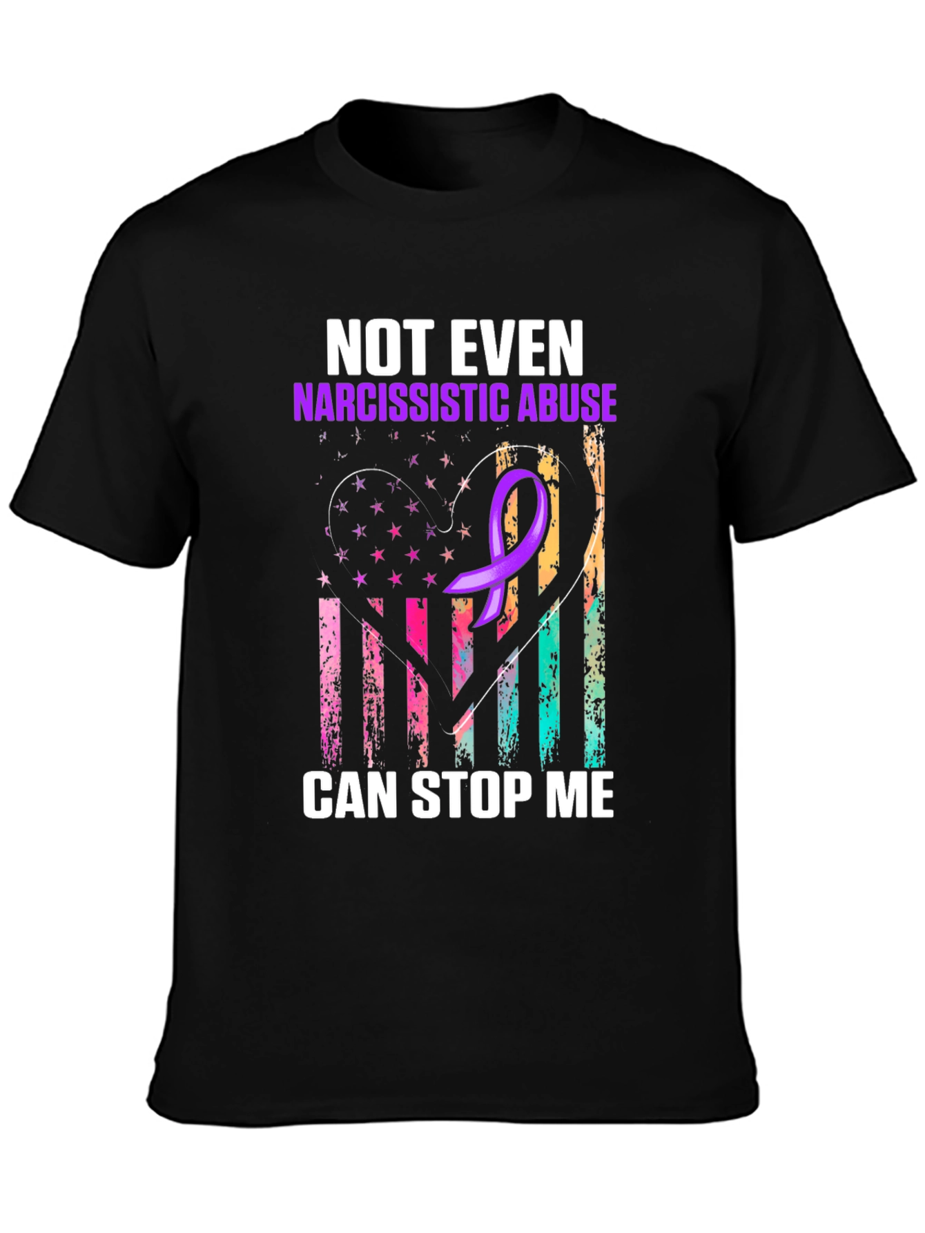 Black Narcissistic Abuse Awareness T-Shirt: "Can't Stop Me" view 3