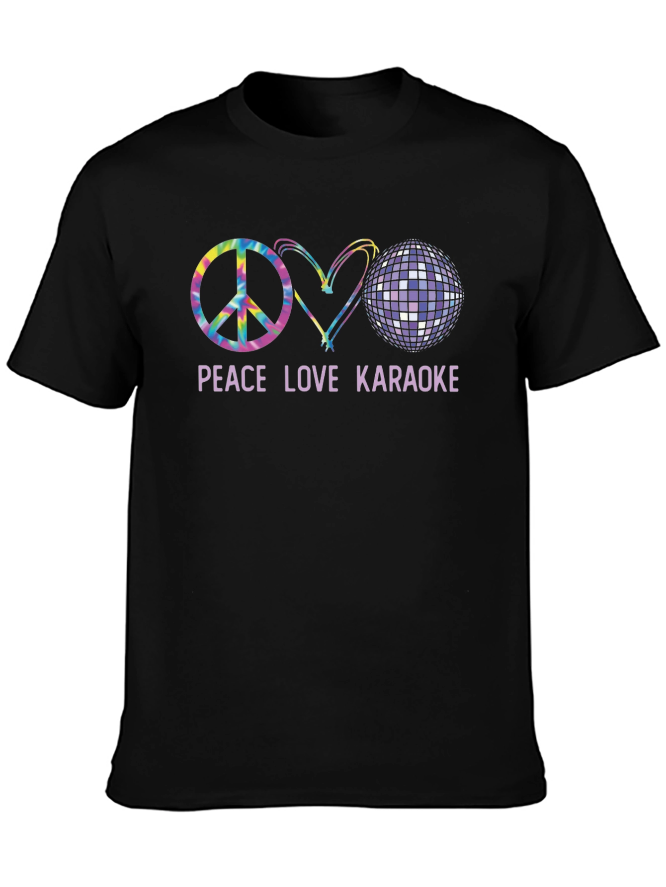 Black Peace Love Karaoke T-Shirt view 3