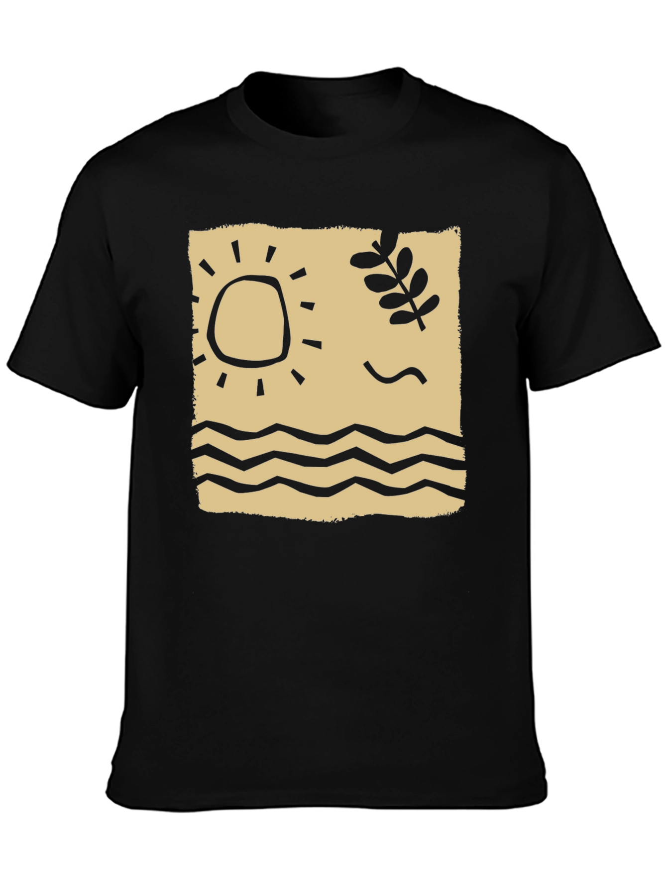 Black Retro Beach Graphic T-Shirt, Black view 3