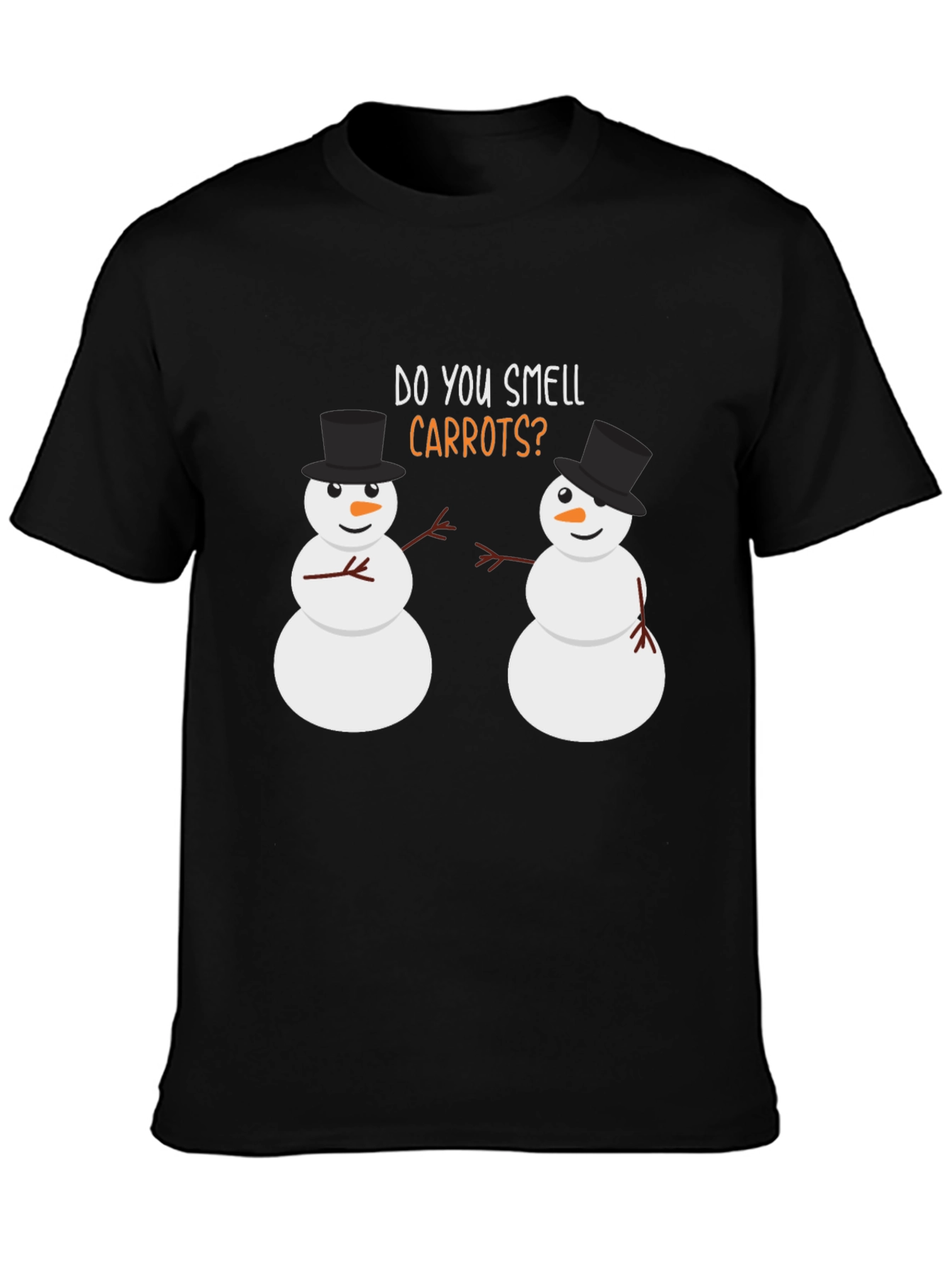 Black Funny Snowman T-Shirt - Do You Smell Carrots? view 3