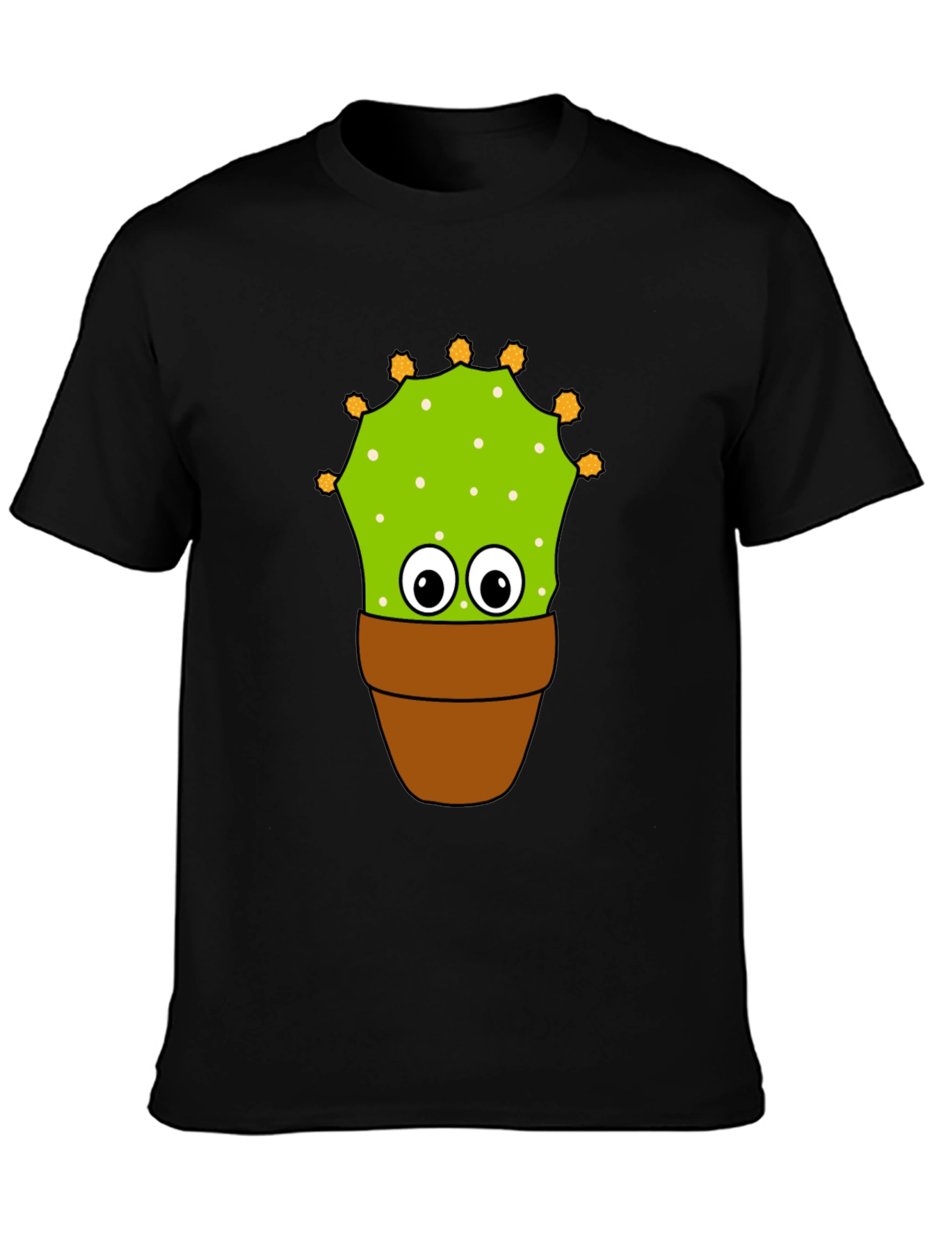 Black Funny Cactus Potted Plant Graphic Tee - Black view 3