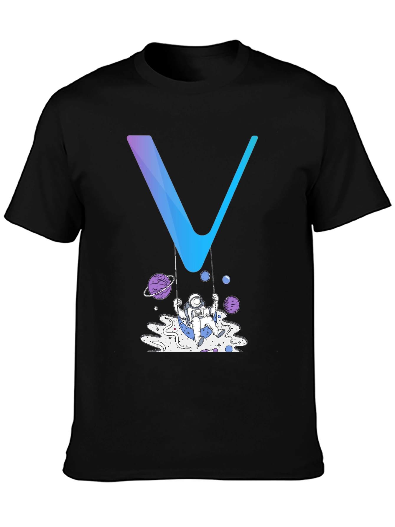 Black Astronaut Swing Graphic Tee - Black Cotton Blend Shirt view 3