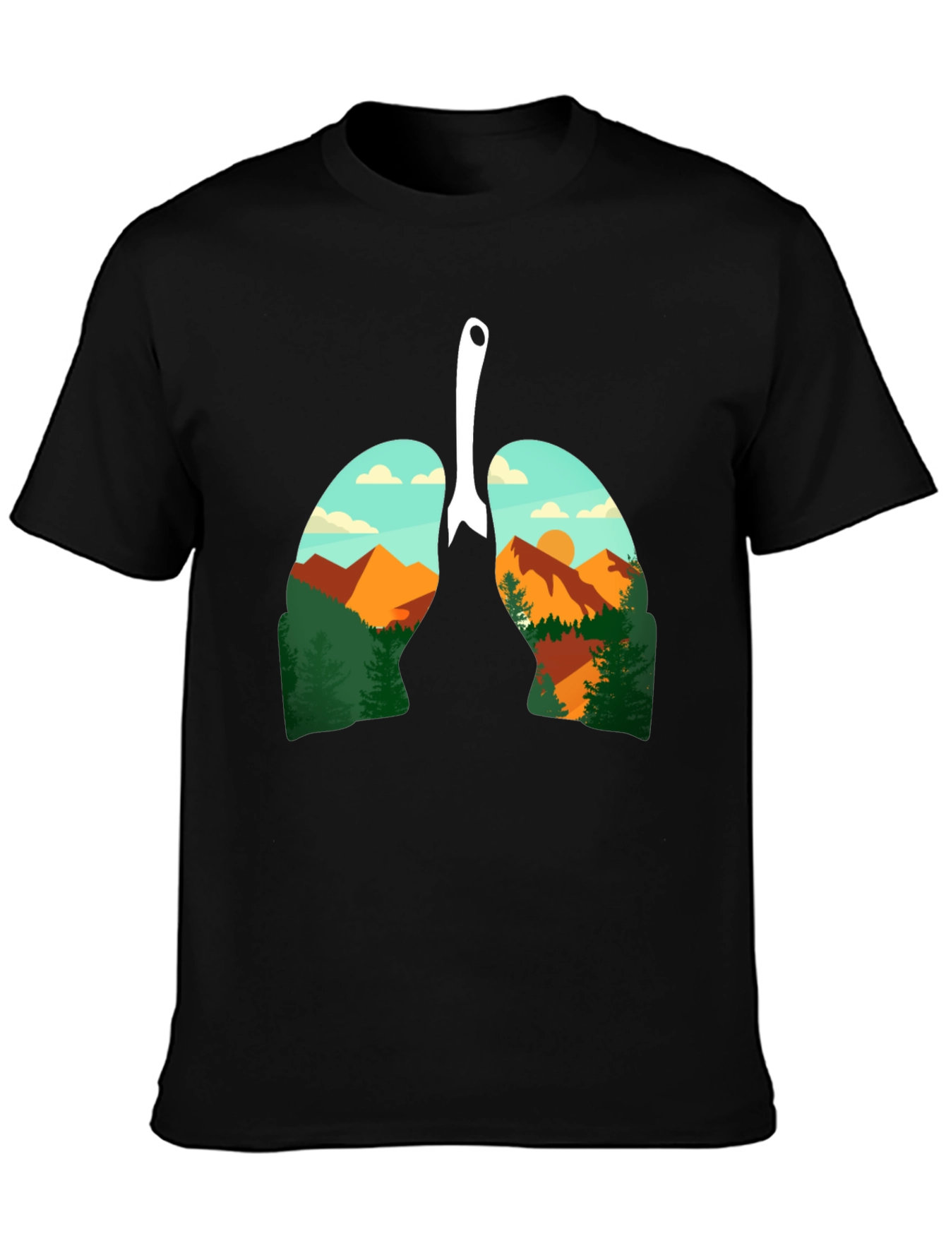 Black Lungs Nature Graphic Tee - Black view 3