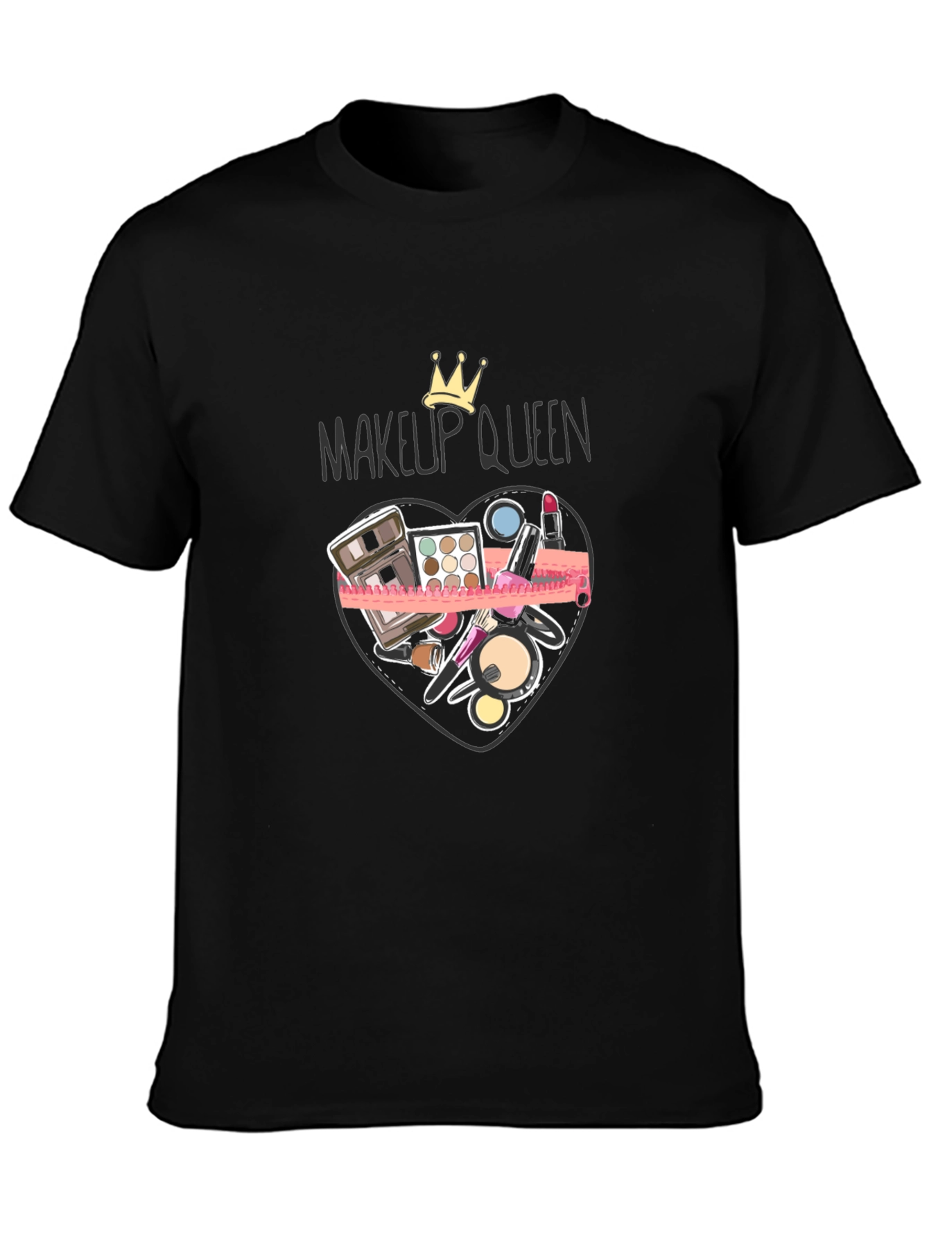 Black Makeup Queen Graphic Tee - Black Cotton T-Shirt view 3