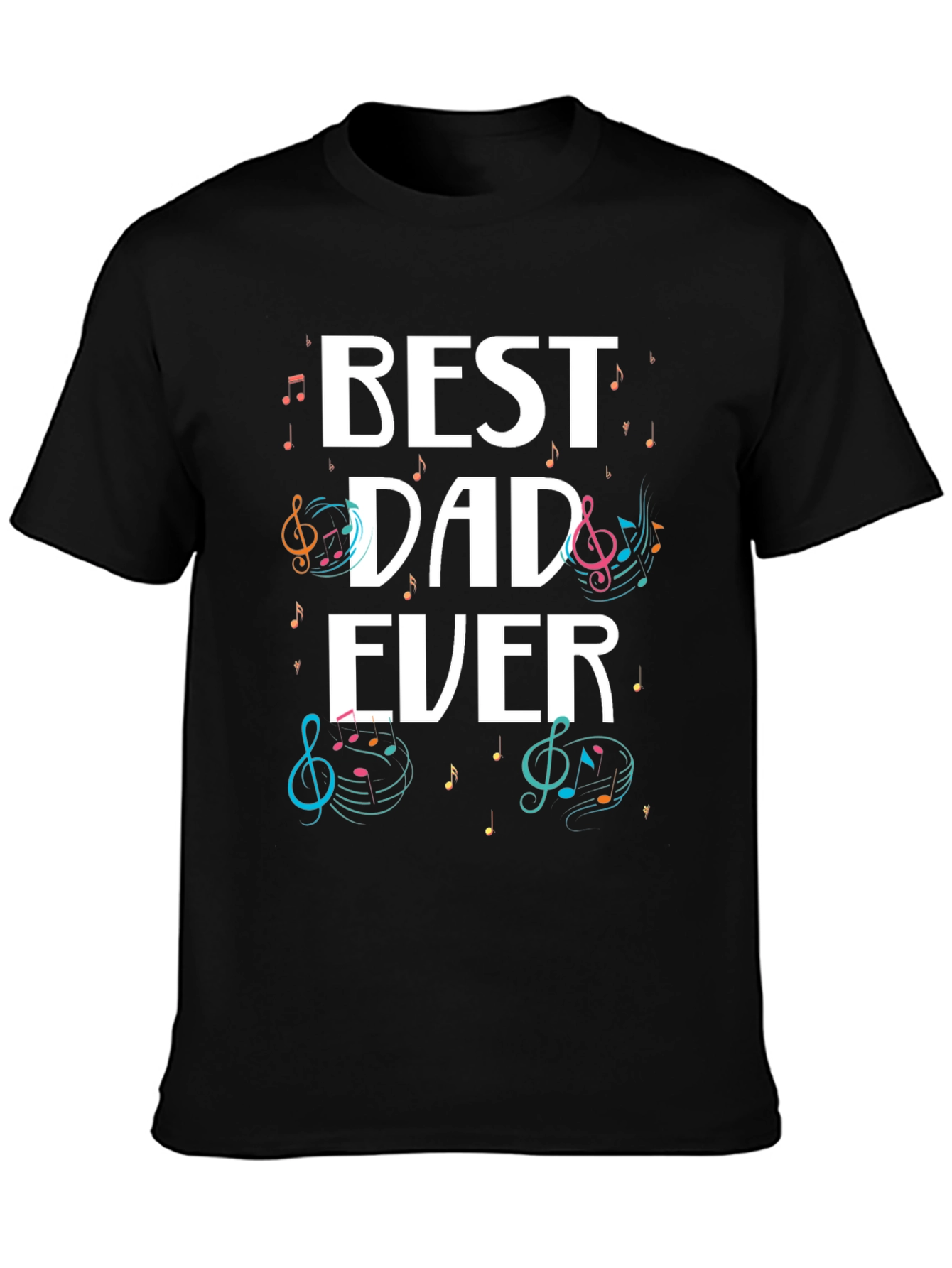 Black Best Dad Ever Music T-Shirt view 3