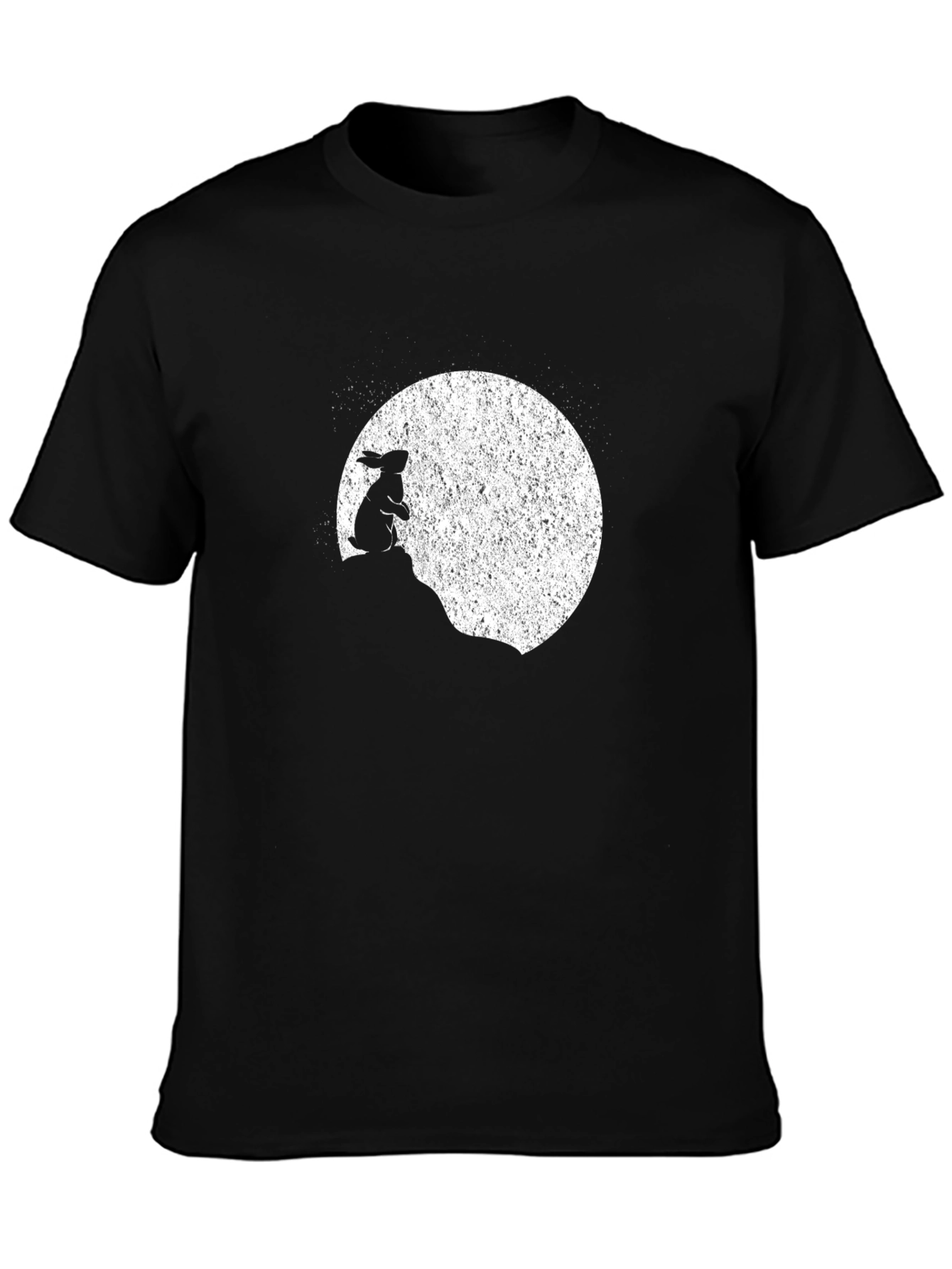 Black Rabbit Moon Men's Black Graphic T-Shirt view 3