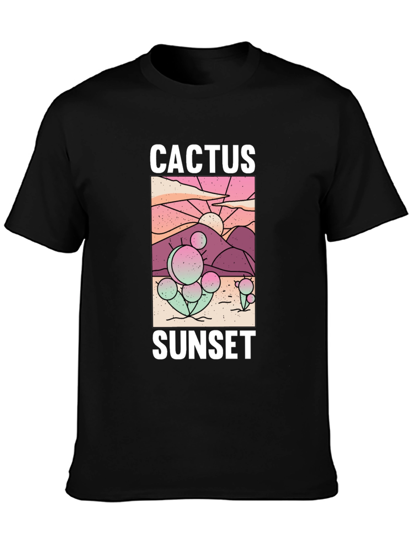 Black Cactus Sunset Graphic Tee - Stylish Comfort view 3