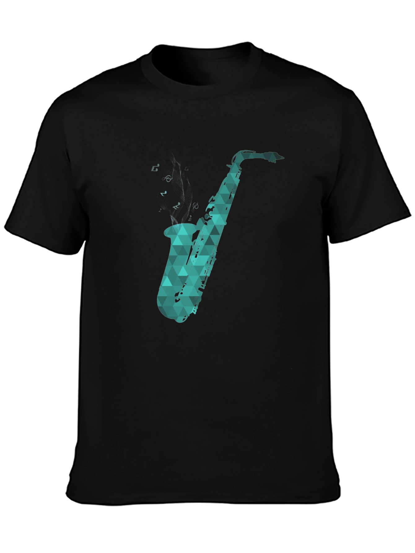 Black Saxophone Graphic Tee - Cool Music Lover Shirt view 3