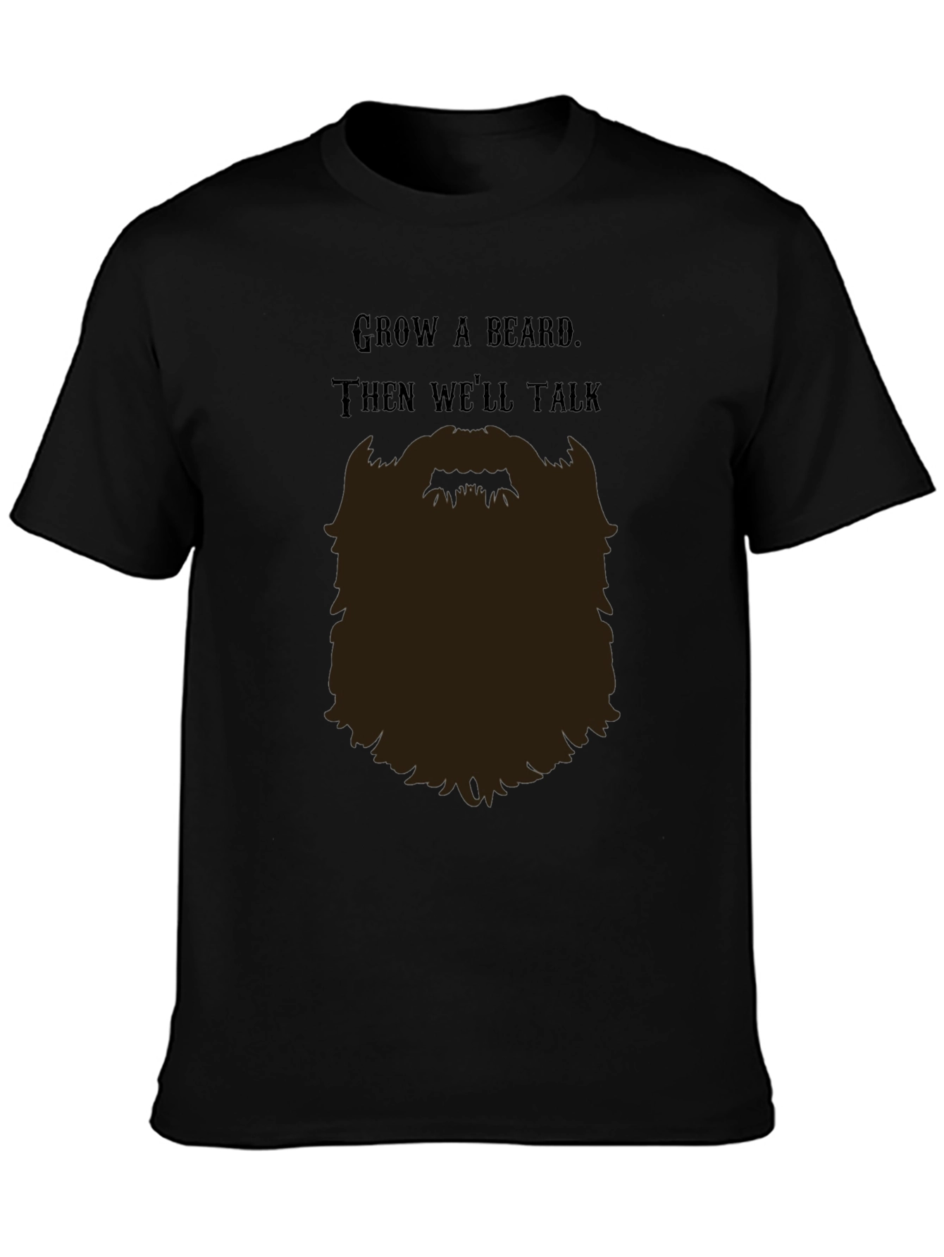 Black Grow a Beard T-Shirt - Funny Bearded Man Tee view 3