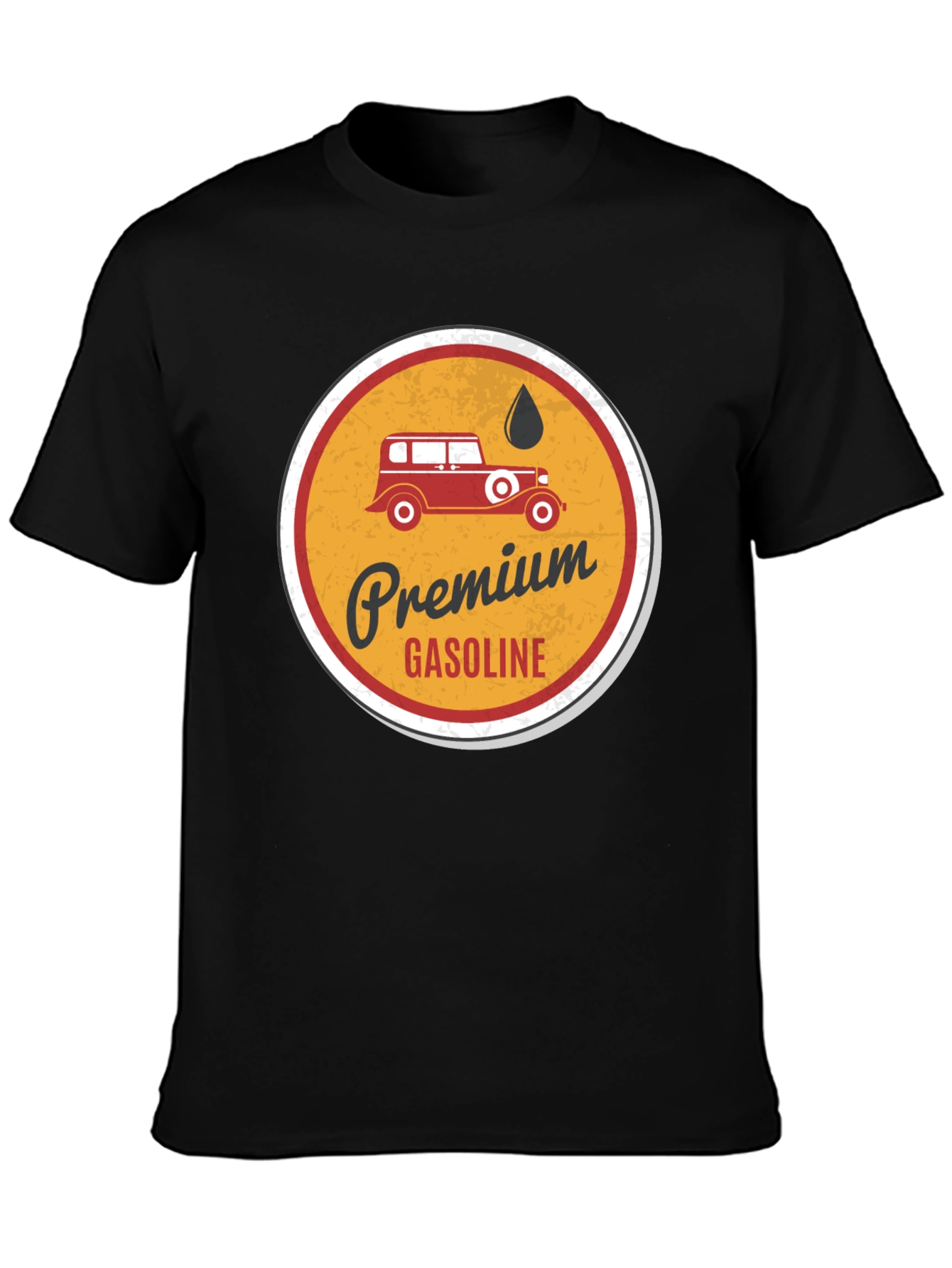 Black Premium Gasoline Vintage Car T-Shirt view 3