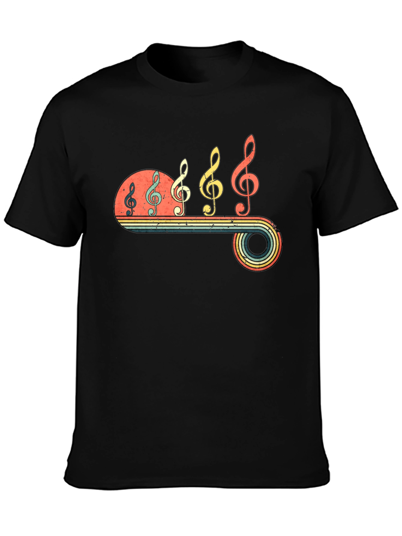 Black Retro Music Note T-Shirt view 3