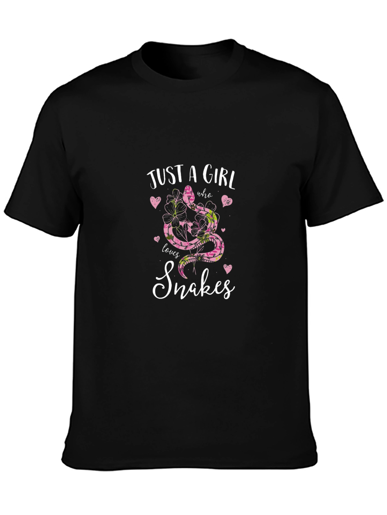 Black Just a Girl Who Loves Snakes T-Shirt view 3