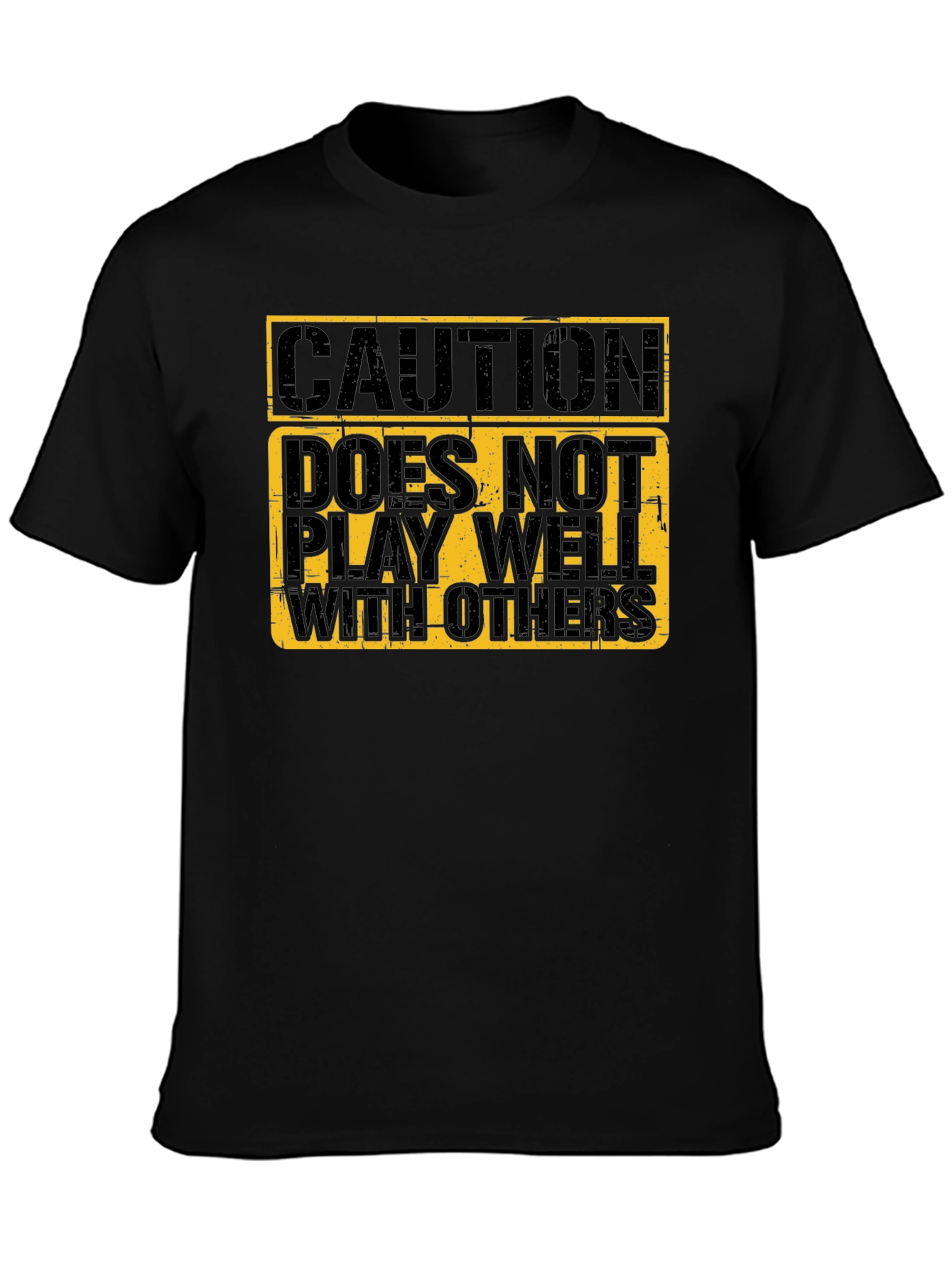 Black Caution Doesn't Play Well T-Shirt view 3