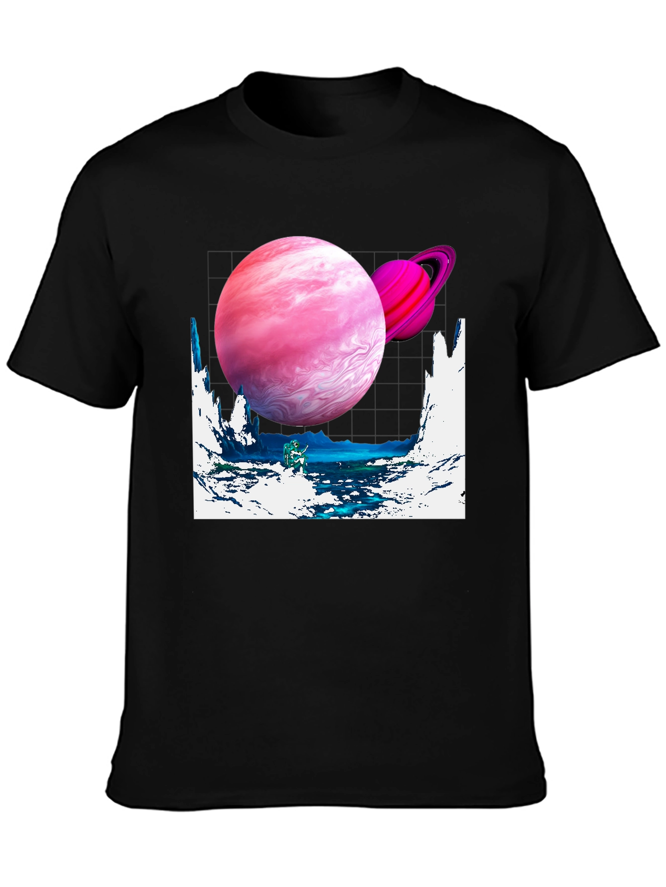 Black Galaxy Graphic Tee - Black Cotton Shirt view 3