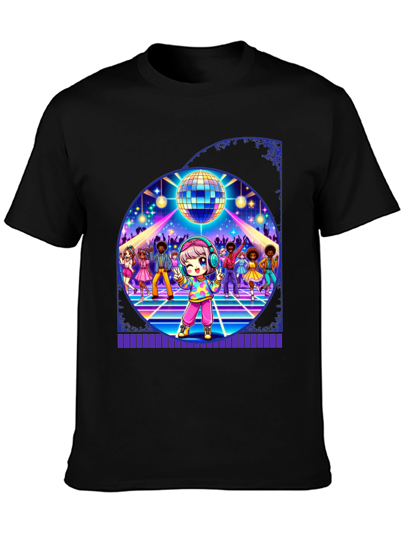Black Retro Disco Dance T-Shirt view 3