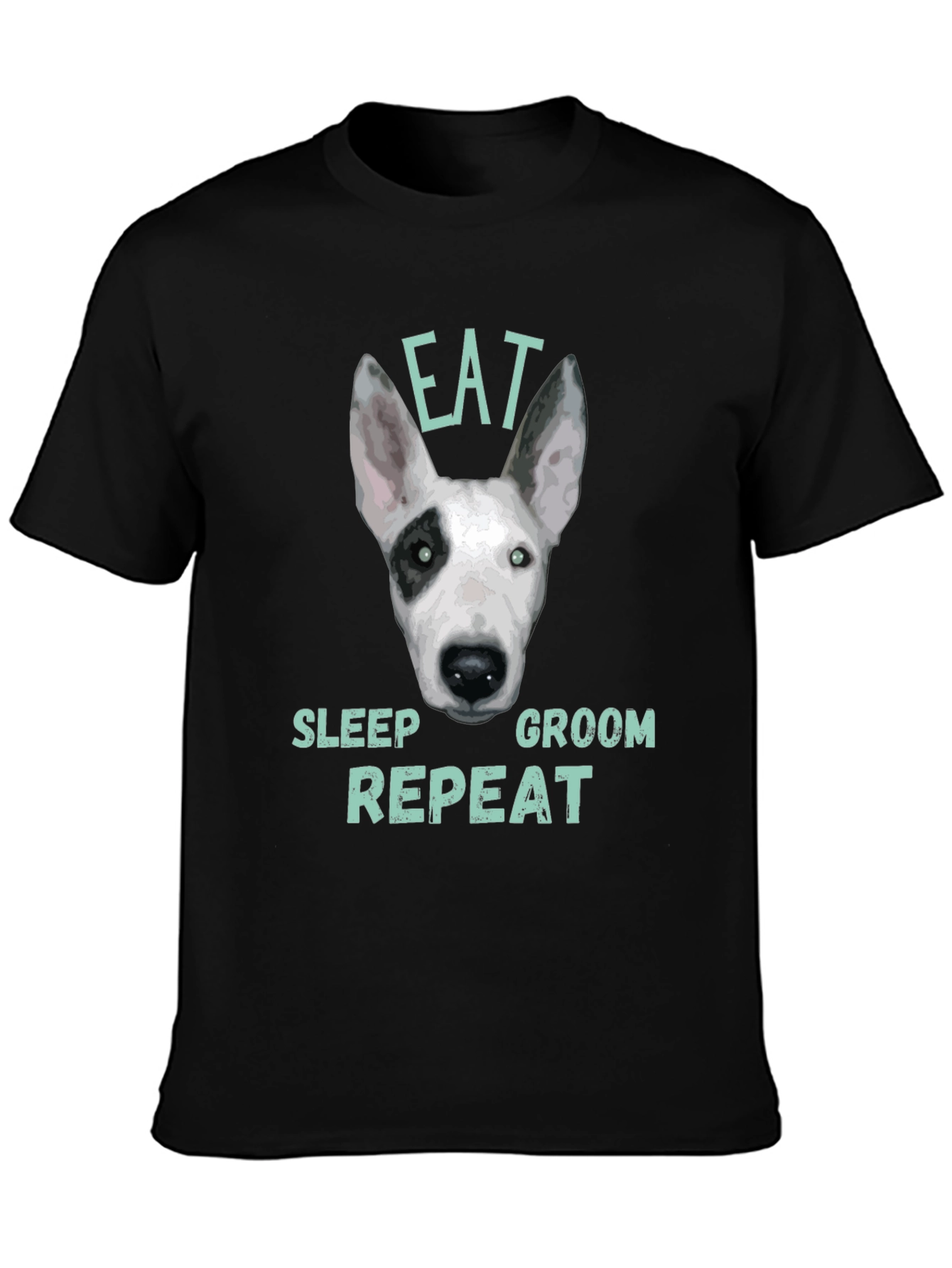Black Eat Sleep Groom Repeat Dog T-Shirt view 3