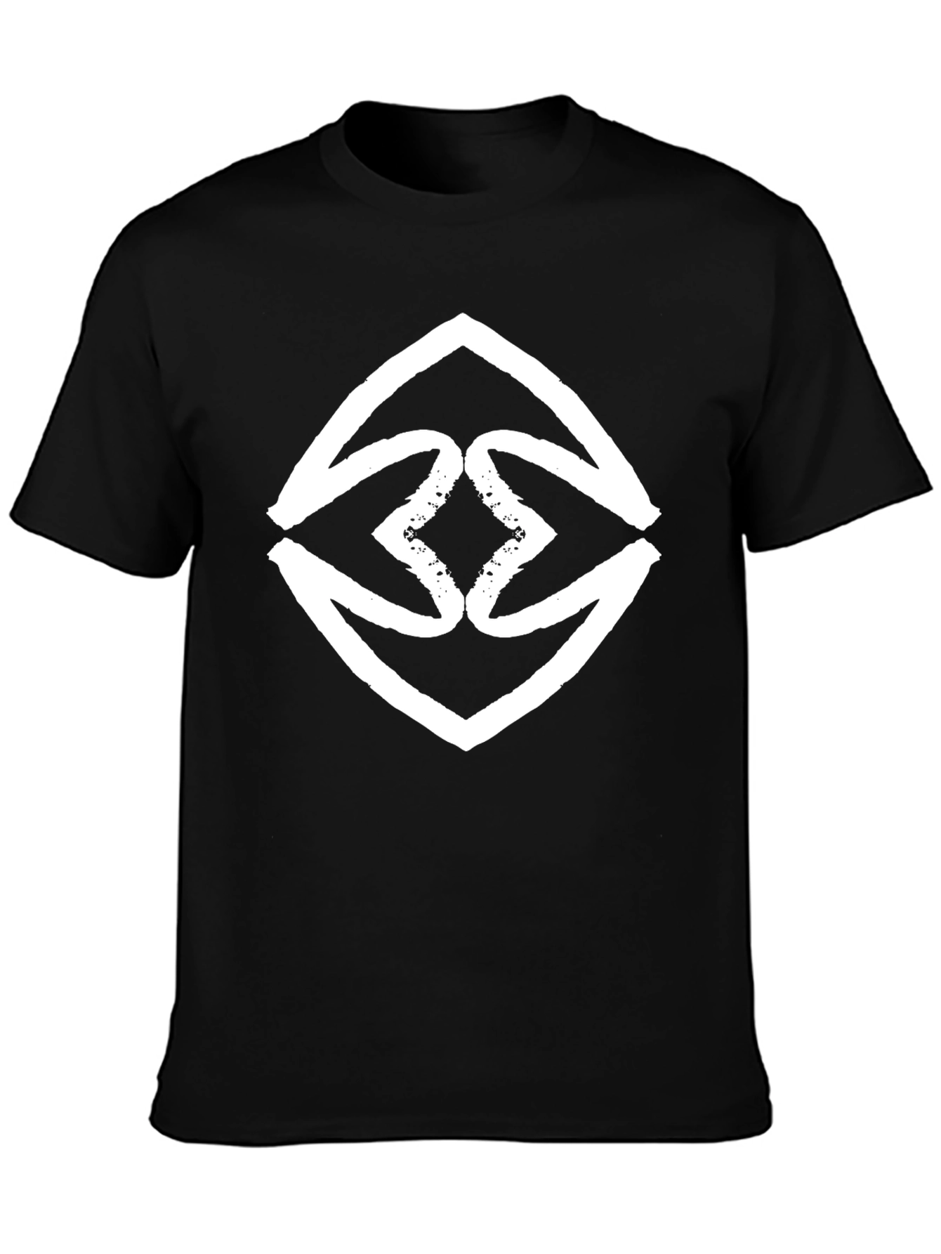 Black Bold Graphic Tee - Black with White Abstract Diamond view 3