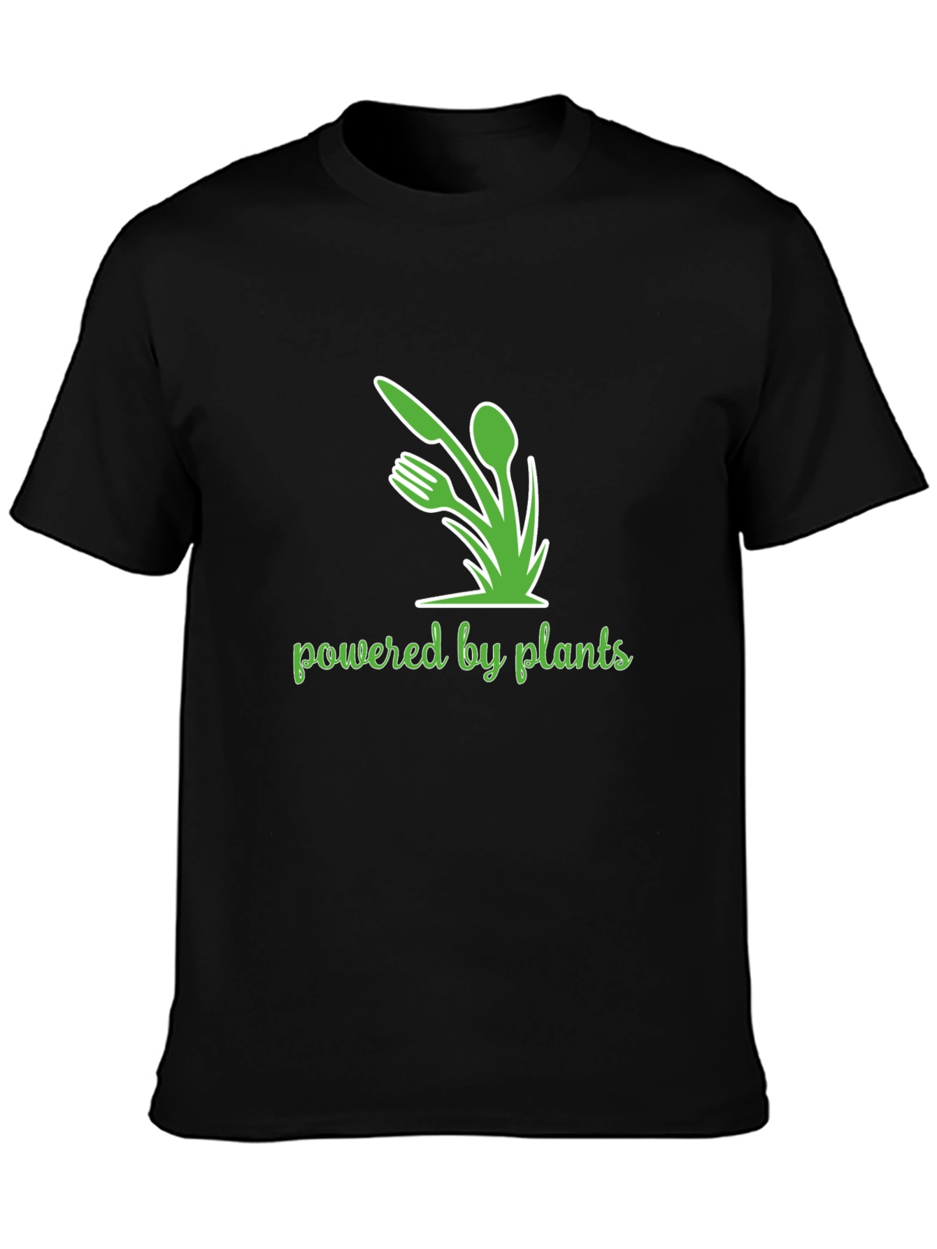 Black Powered By Plants Graphic Tee - Vegan Lifestyle Shirt view 3