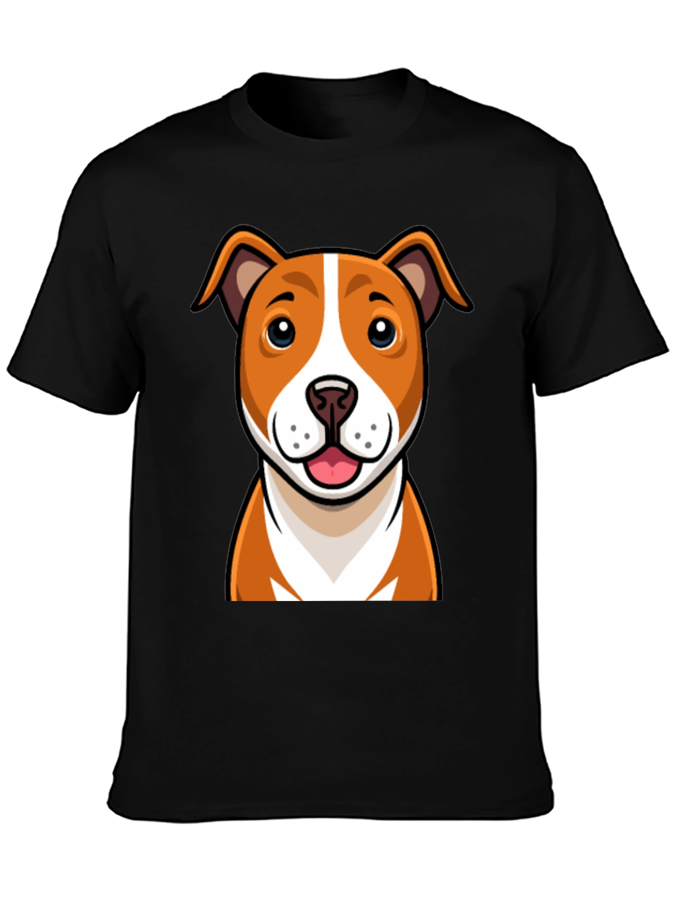 Black Cartoon Dog Graphic Tee - Black Crew Neck T-Shirt view 3