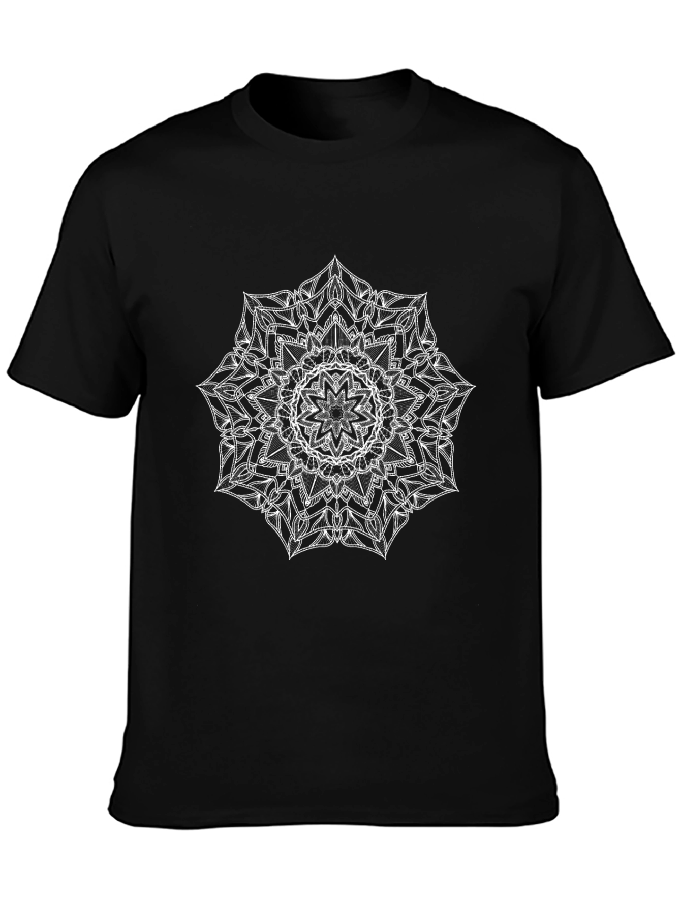 Black Mandala Graphic Tee - Black Cotton Blend Casual Wear view 3