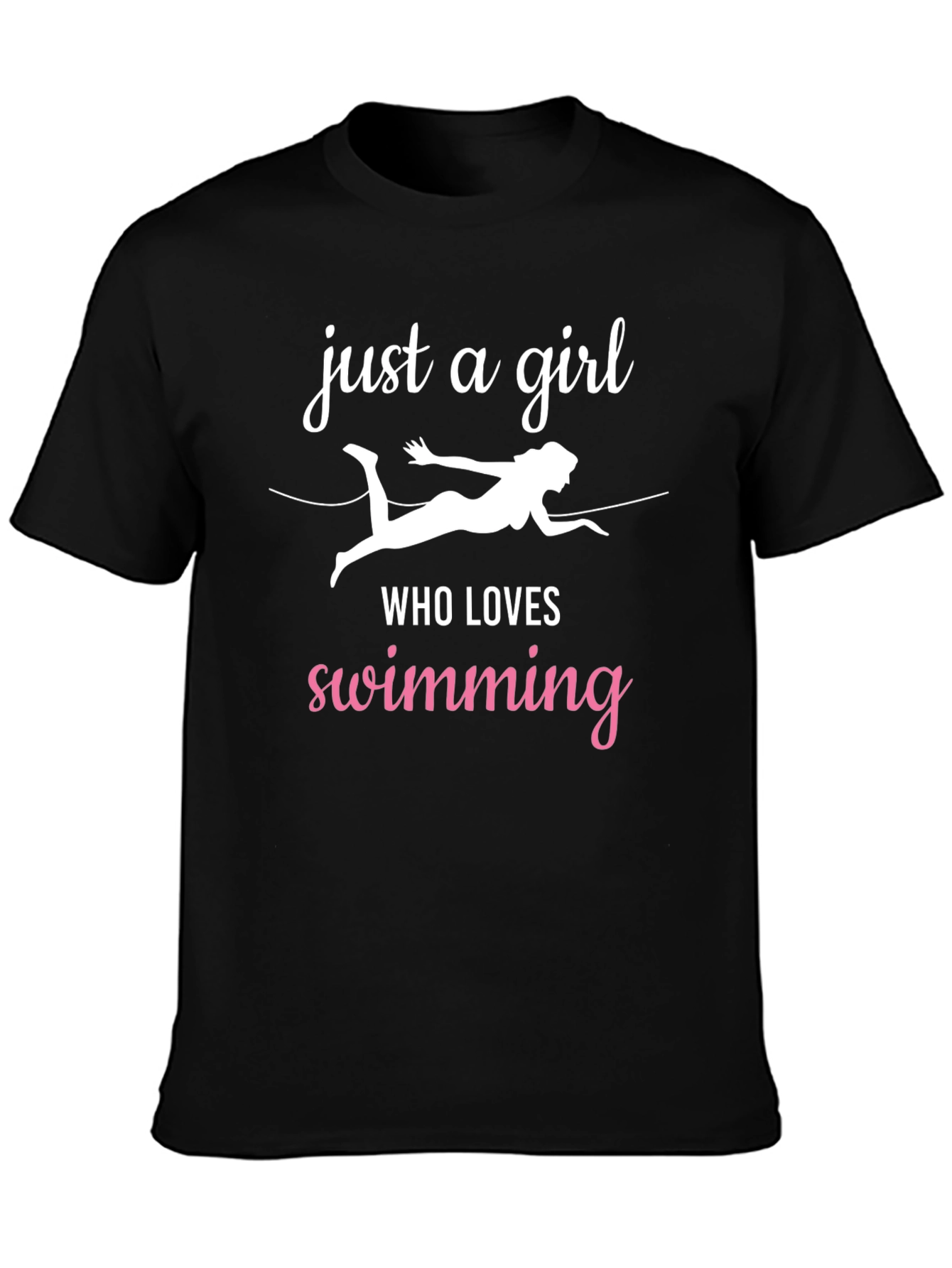 Black Just a Girl Who Loves Swimming T-Shirt view 3