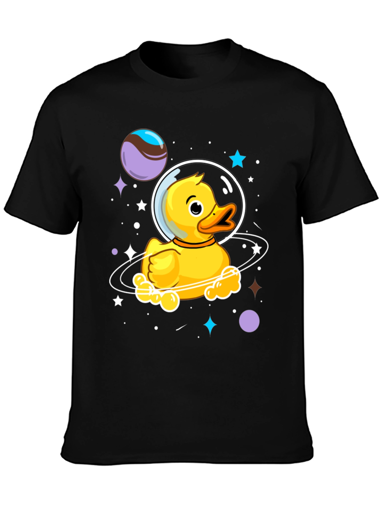 Black Space Duckling T-Shirt - Men's Black Graphic Tee view 3